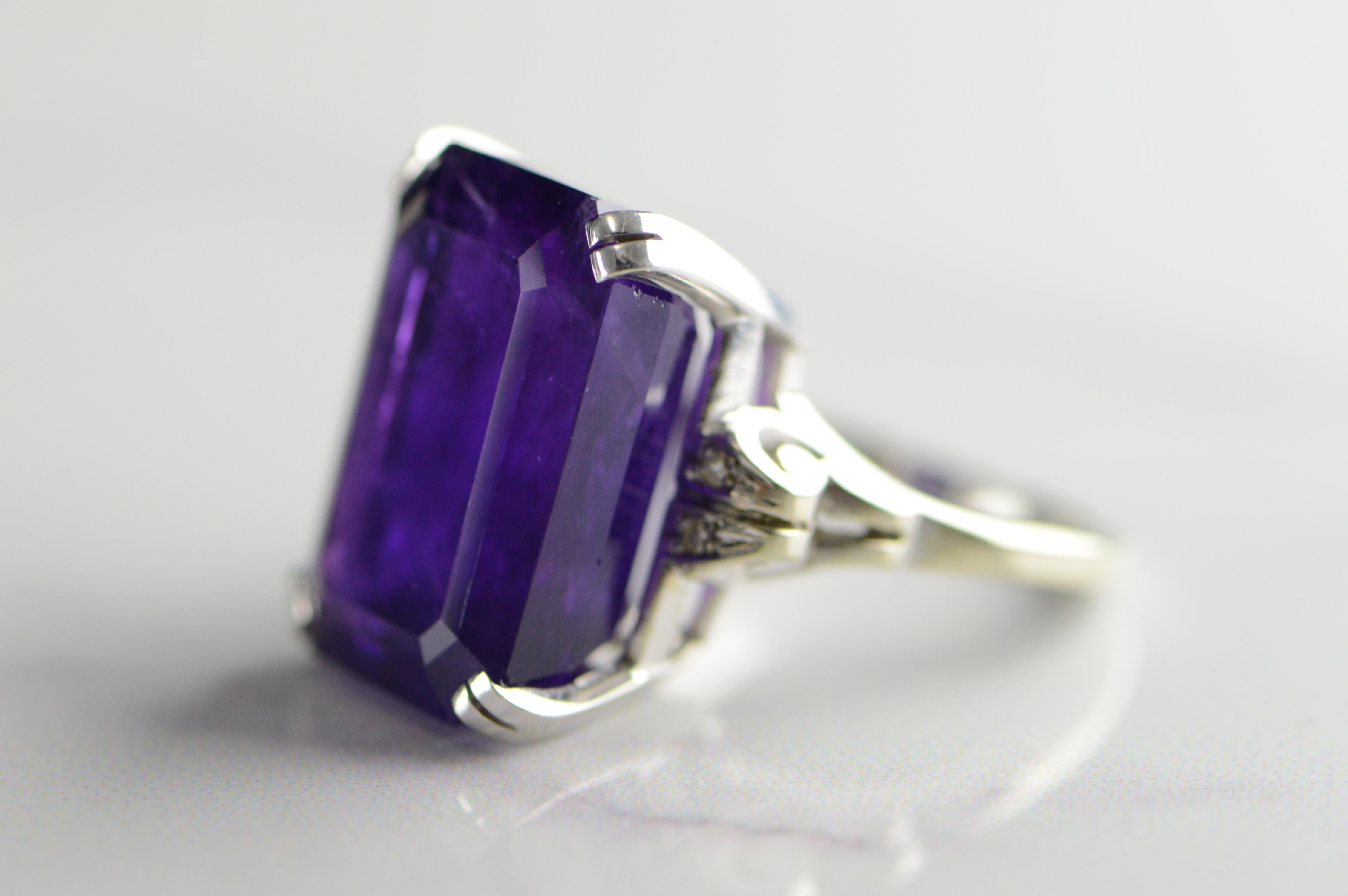 Retro 1940s Amethyst Diamond Cocktail Ring For Sale