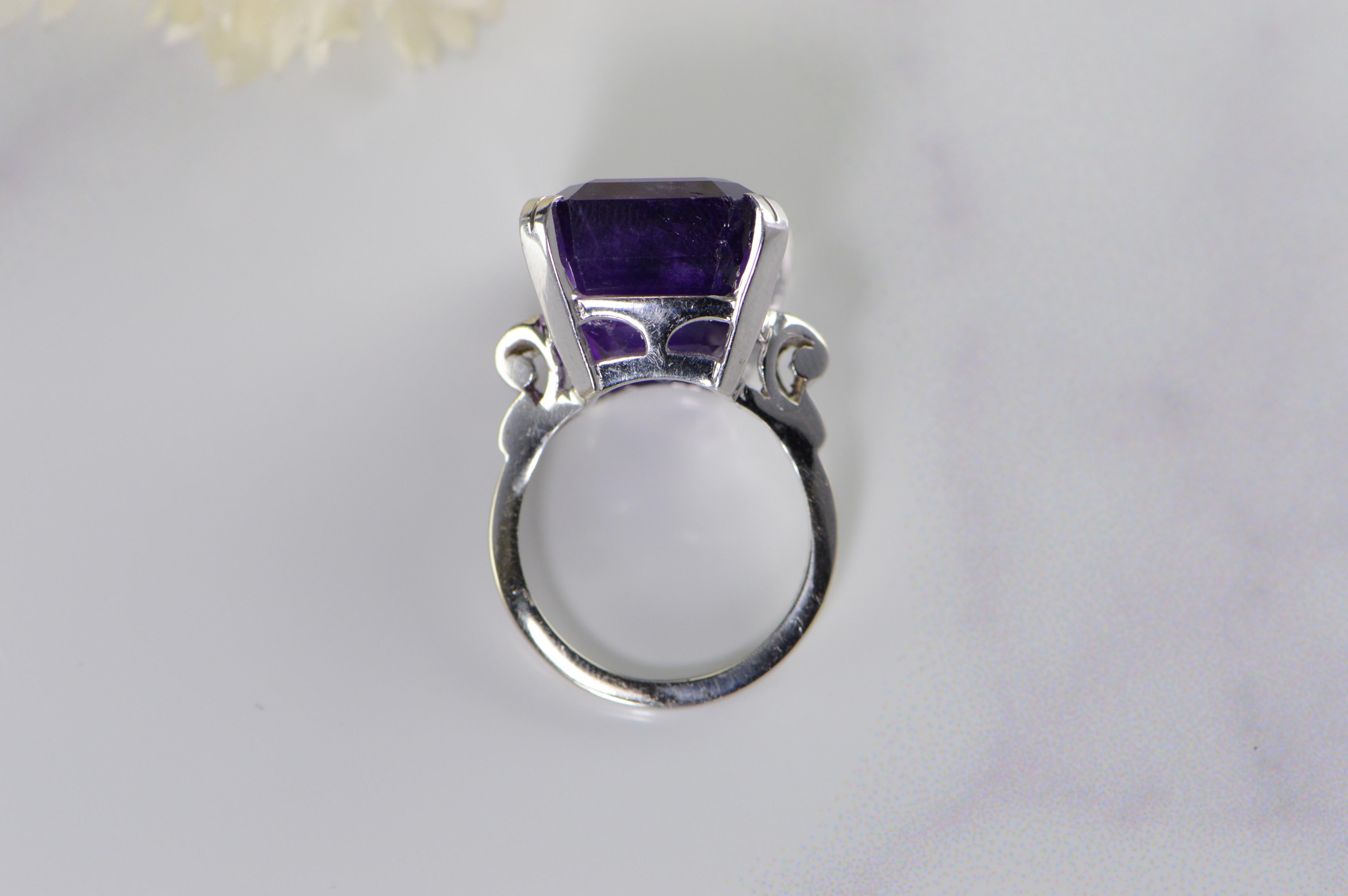 Women's 1940s Amethyst Diamond Cocktail Ring For Sale