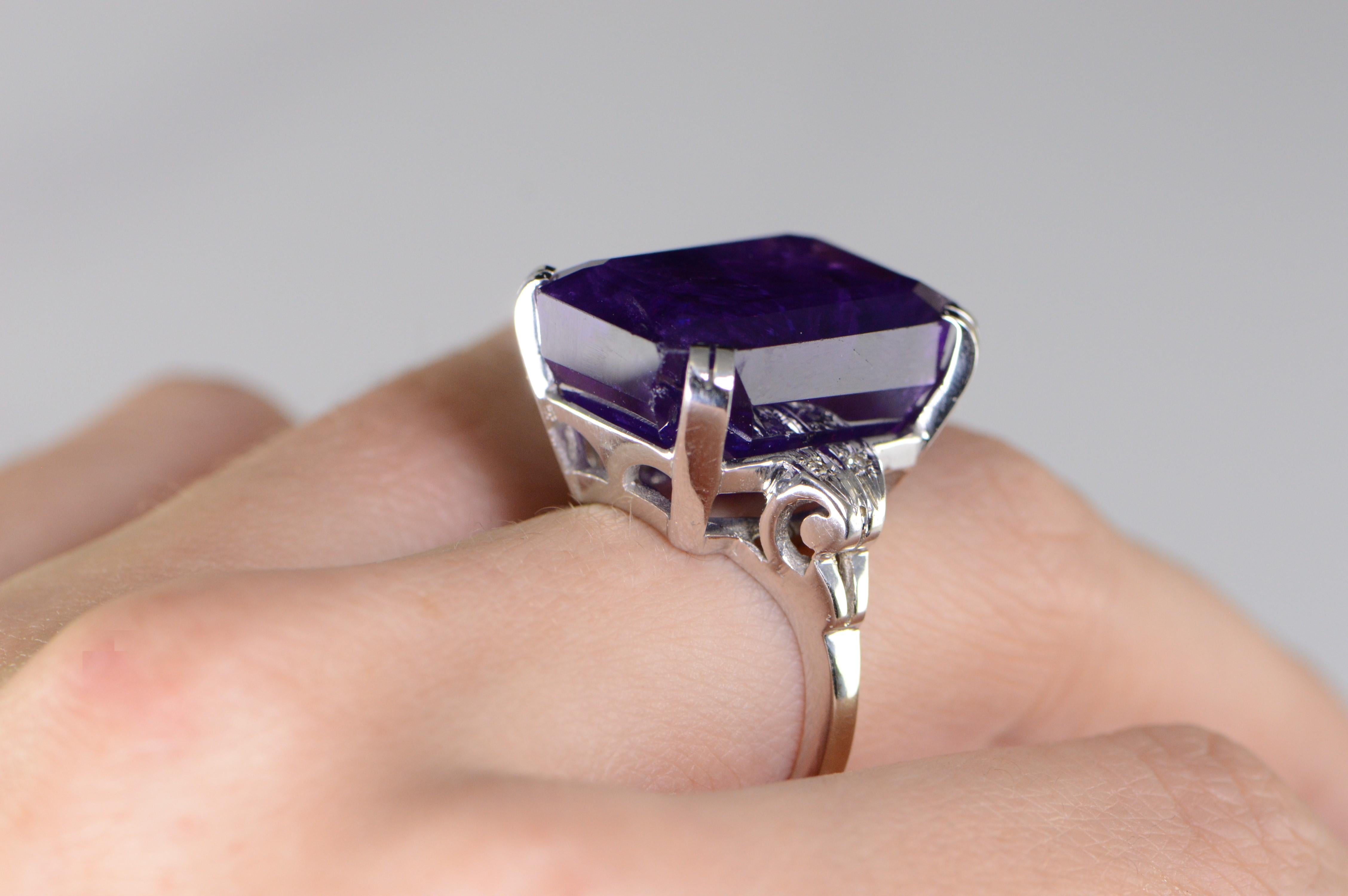 1940s Amethyst Diamond Cocktail Ring For Sale 2
