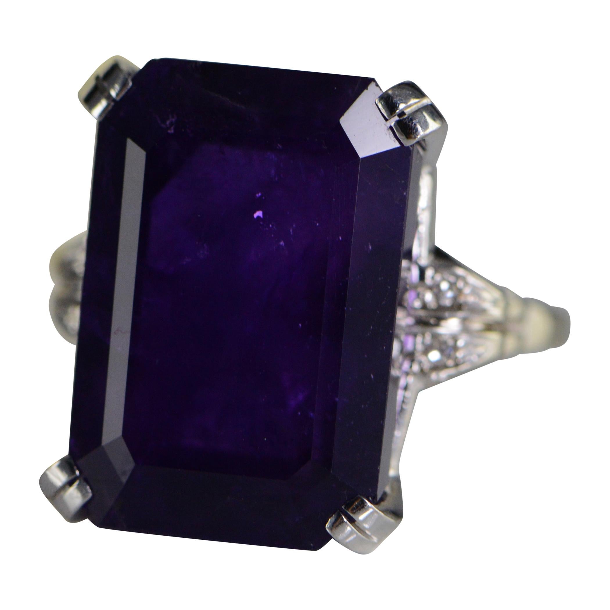 1940s Amethyst Diamond Cocktail Ring For Sale