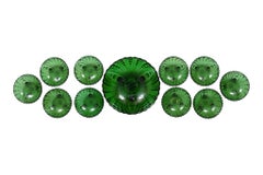 1940’s Anchor Hocking Emerald Green “Inspiration” Glass Bowls Set, 11pcs