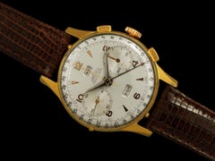 1940's Angelus Vintage Large Mens Triple Calendar Chronograph, 18K Gold Plated