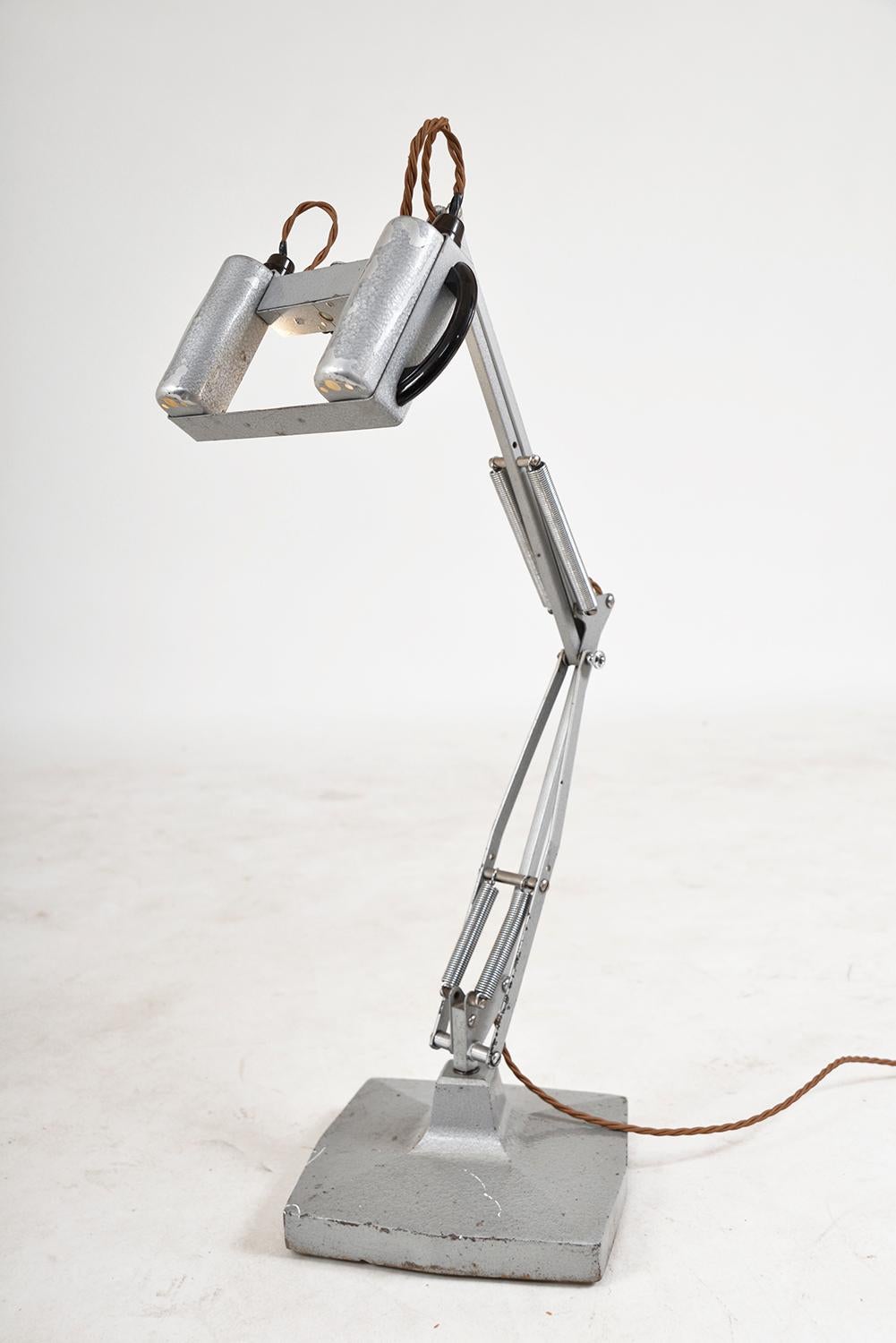 1940s Anglepoise Steel Industrial Lamp 1431 by Herbert Terry & Sons Ltd, England 1
