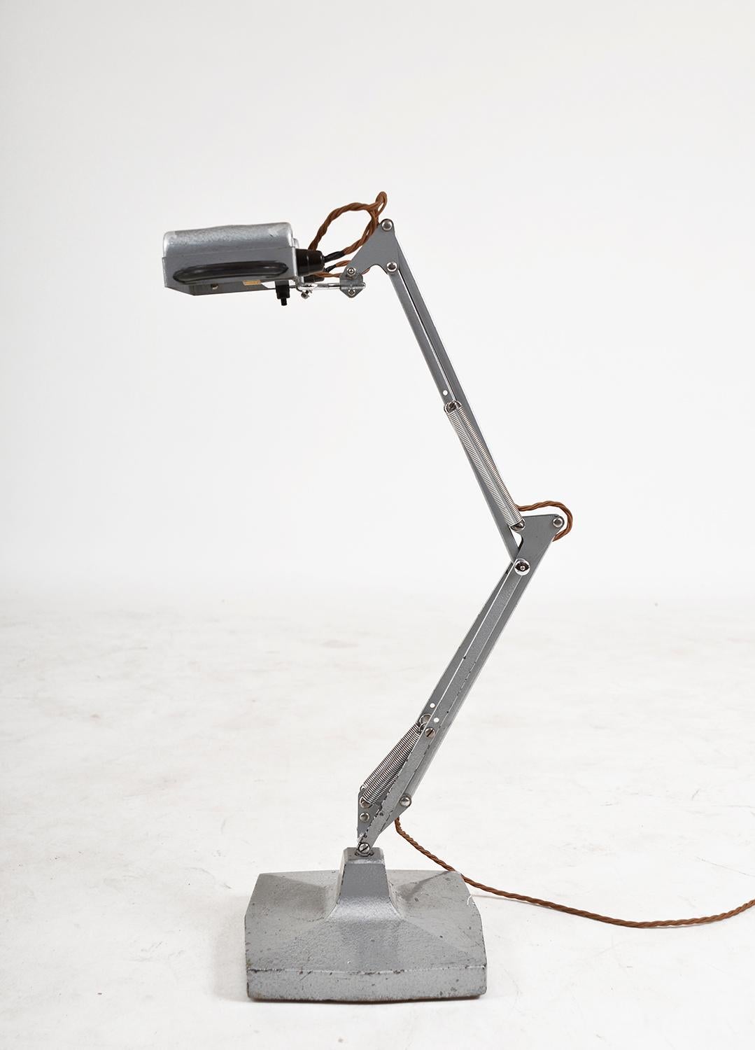British 1940s Anglepoise Steel Industrial Lamp 1431 by Herbert Terry & Sons Ltd, England