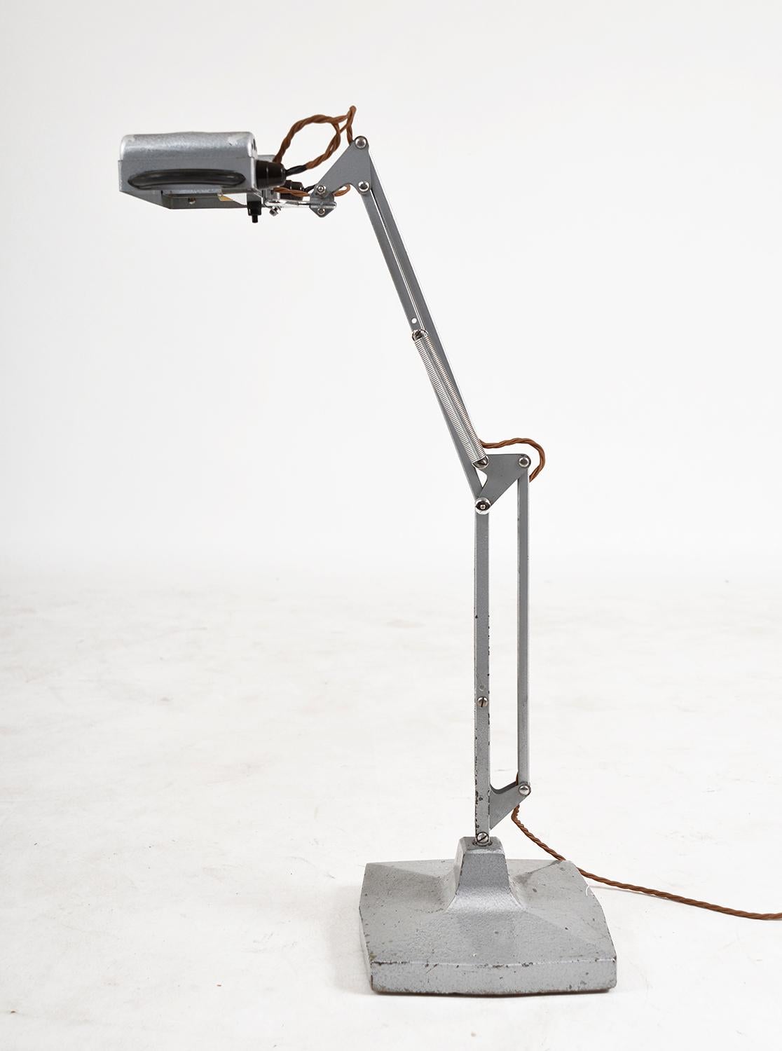 Hammered 1940s Anglepoise Steel Industrial Lamp 1431 by Herbert Terry & Sons Ltd, England