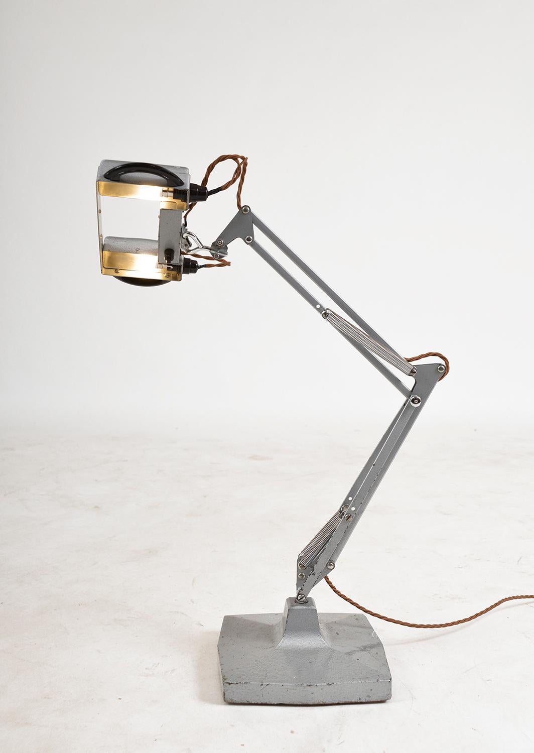 Mid-20th Century 1940s Anglepoise Steel Industrial Lamp 1431 by Herbert Terry & Sons Ltd, England