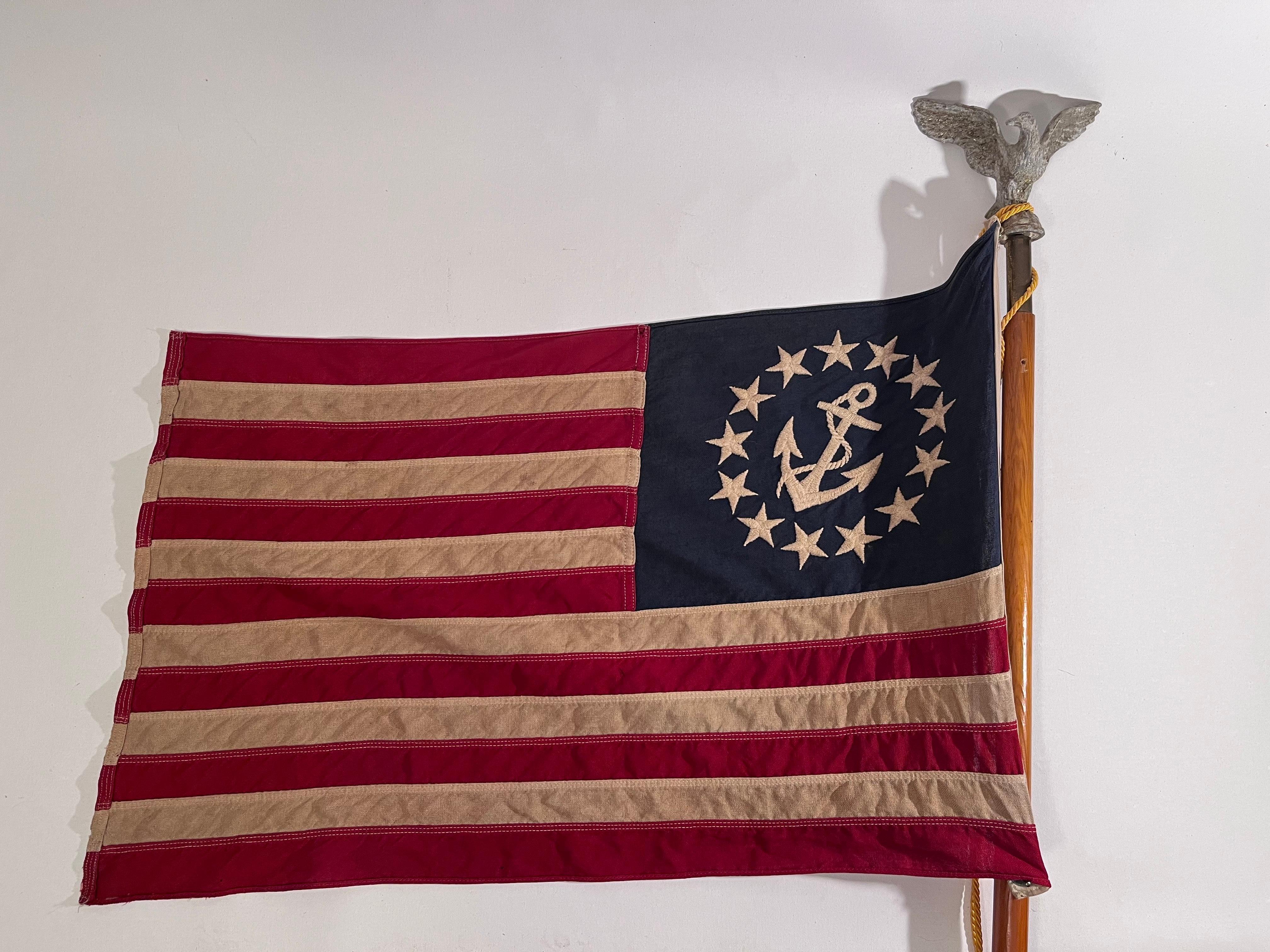 1940s Annin Flagpole on Iron Stand with Eagle Finial Nautical Yacht Flag Anchor For Sale 7