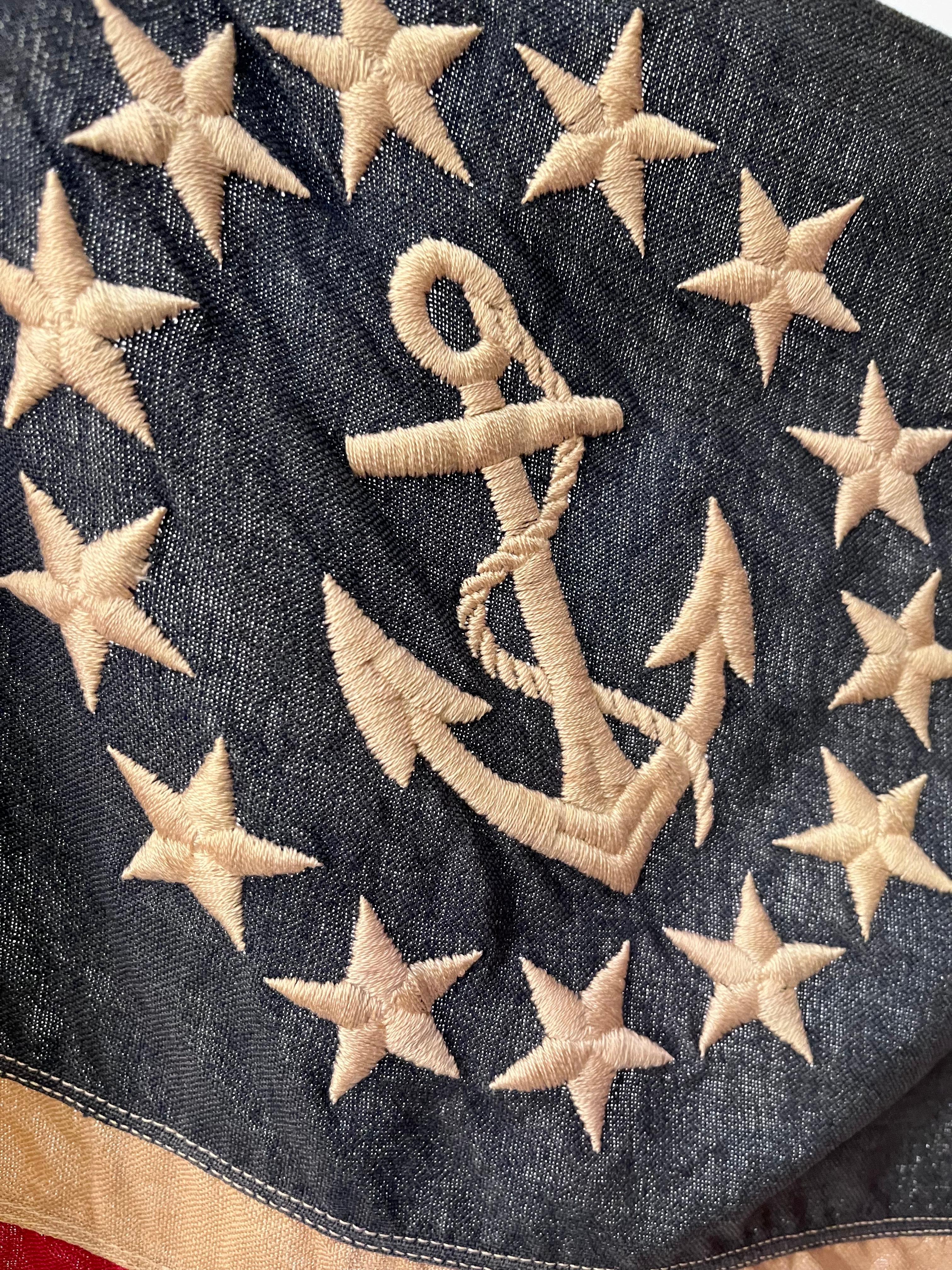 1940s Annin Flagpole on Iron Stand with Eagle Finial Nautical Yacht Flag Anchor For Sale 9