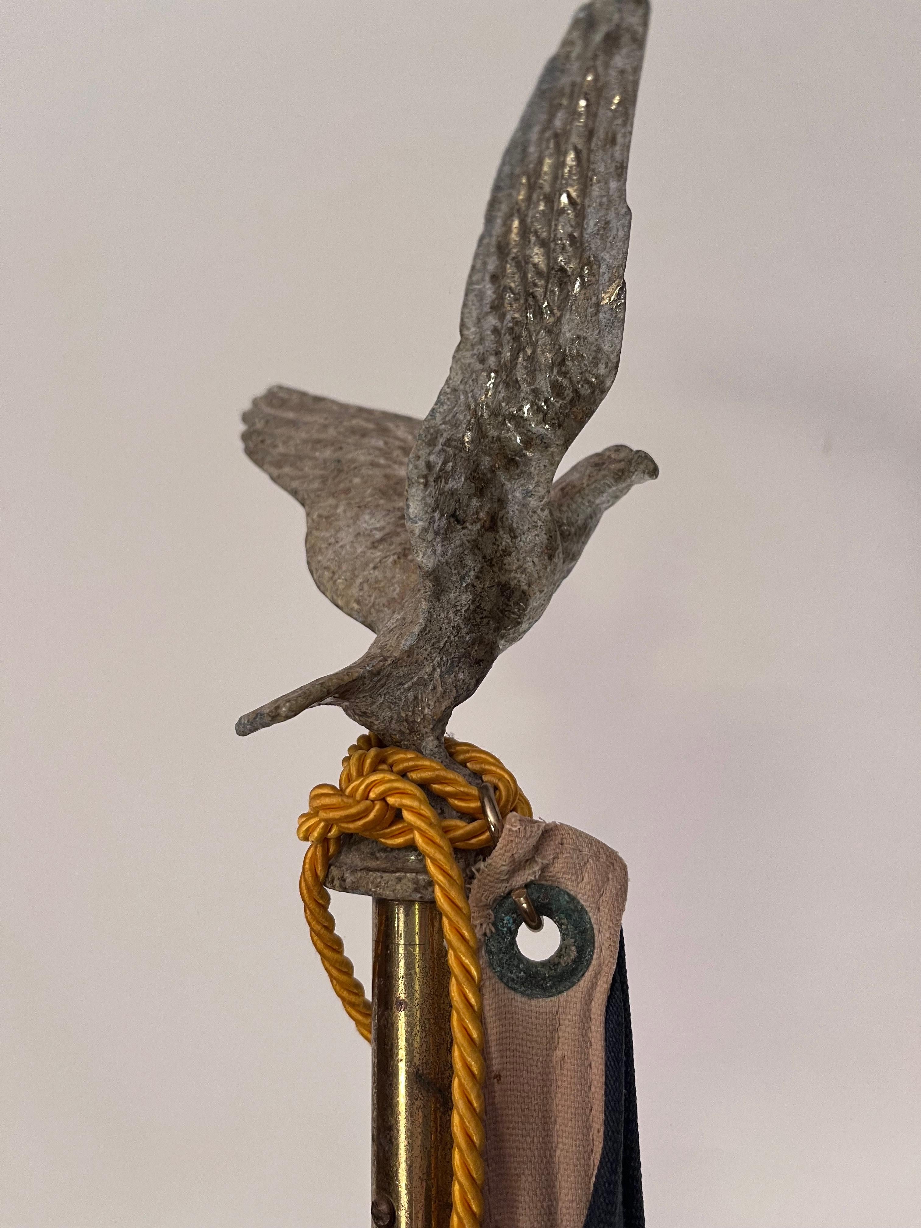1940s Annin Flagpole on Iron Stand with Eagle Finial Nautical Yacht Flag Anchor For Sale 11