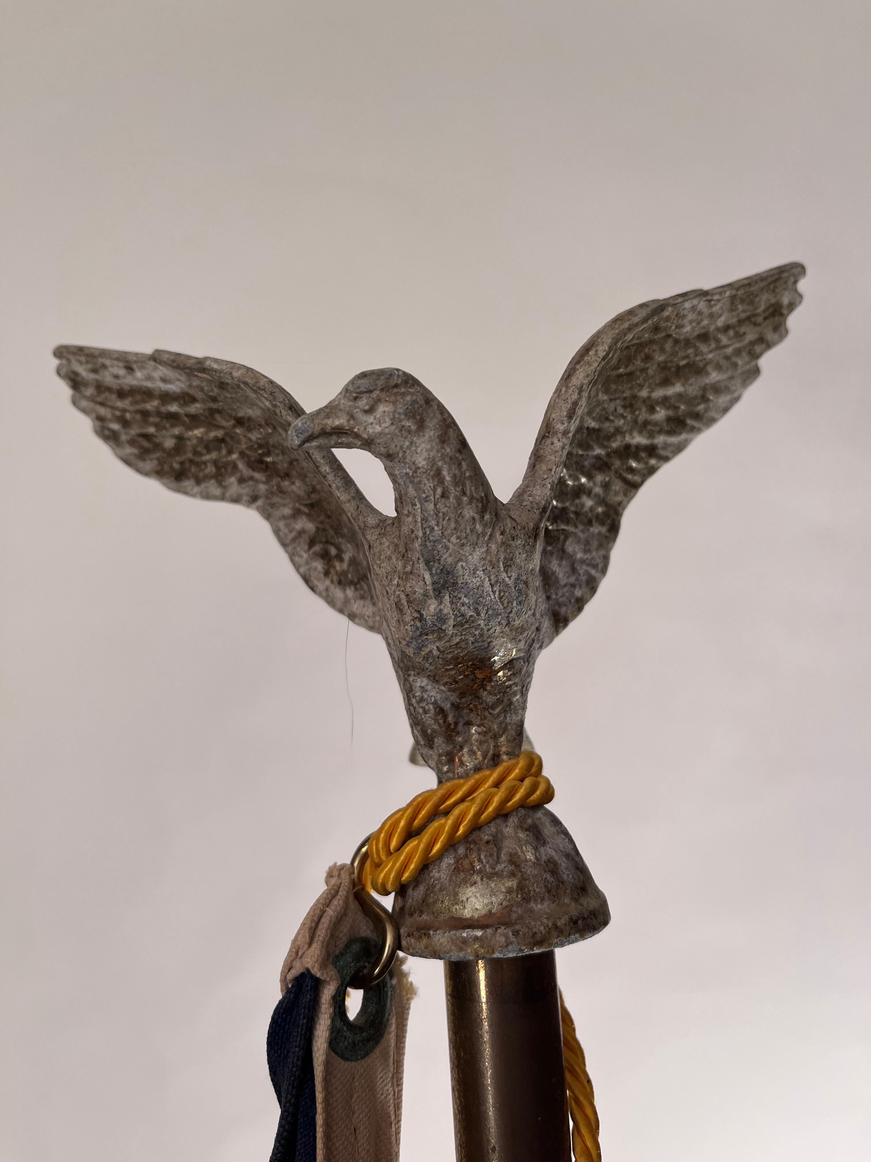 1940s Annin Flagpole on Iron Stand with Eagle Finial Nautical Yacht Flag Anchor For Sale 12