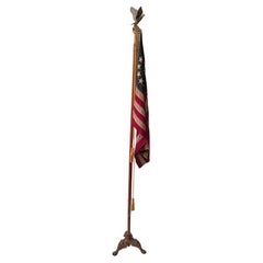 1940s Annin Flagpole on Iron Stand with Eagle Finial Nautical Yacht Flag Anchor
