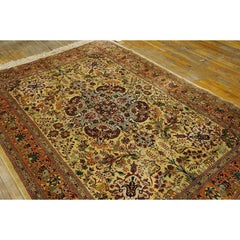 Tappeto in seta Tabriz annodato a mano anni '40, antico campo beige con tortis floreale