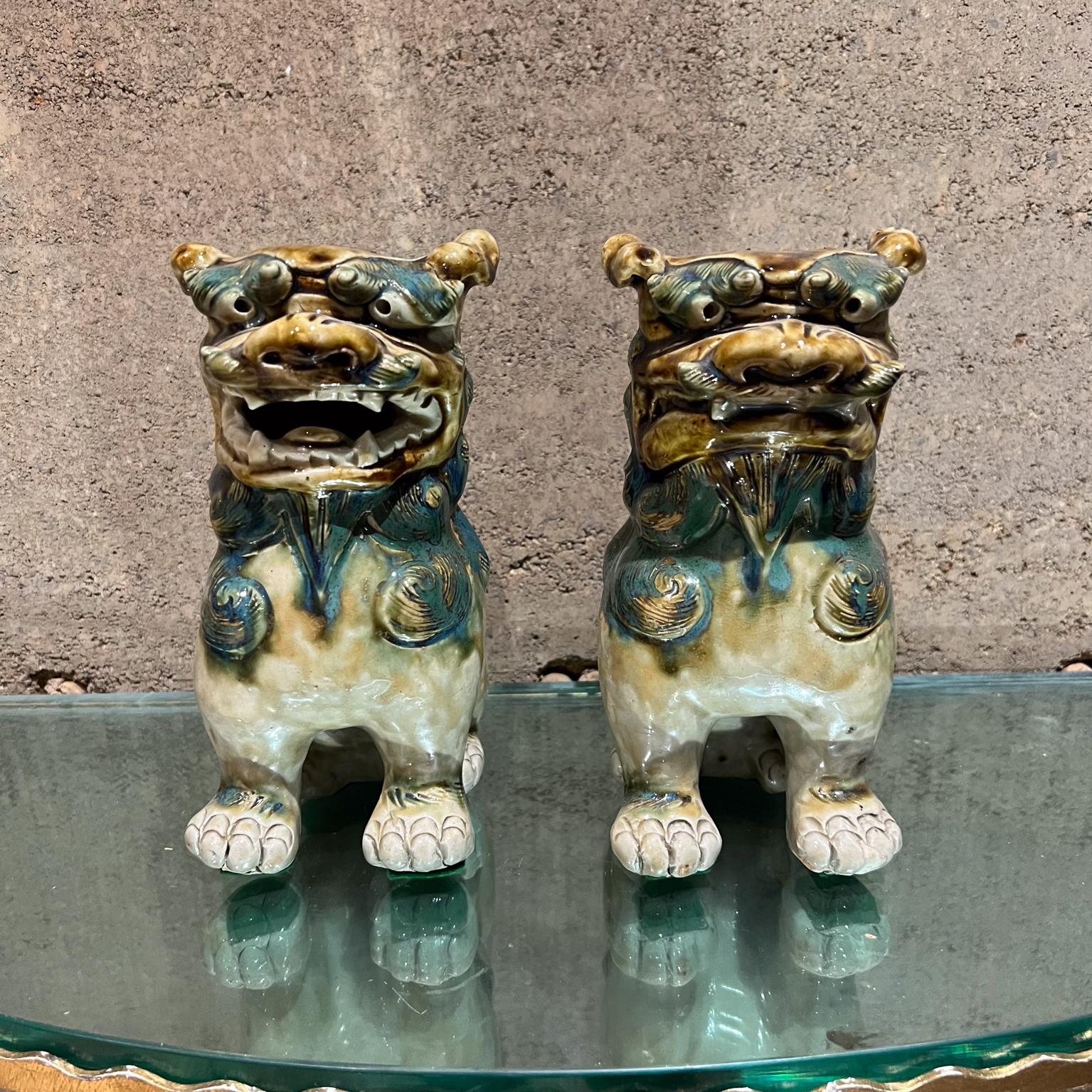 1940s Antique Chinese Pair Foo Dog Figurines Sculpture For Sale 1