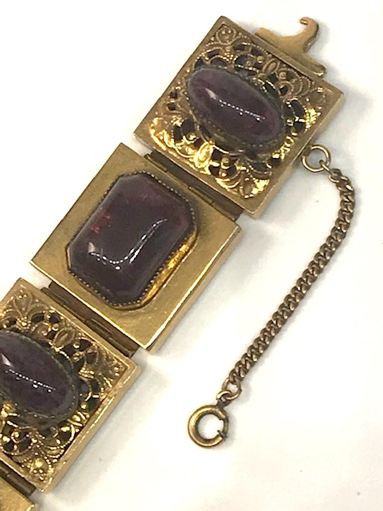 Women's 1940s Antique Gold with Purple Cabs Bracelet