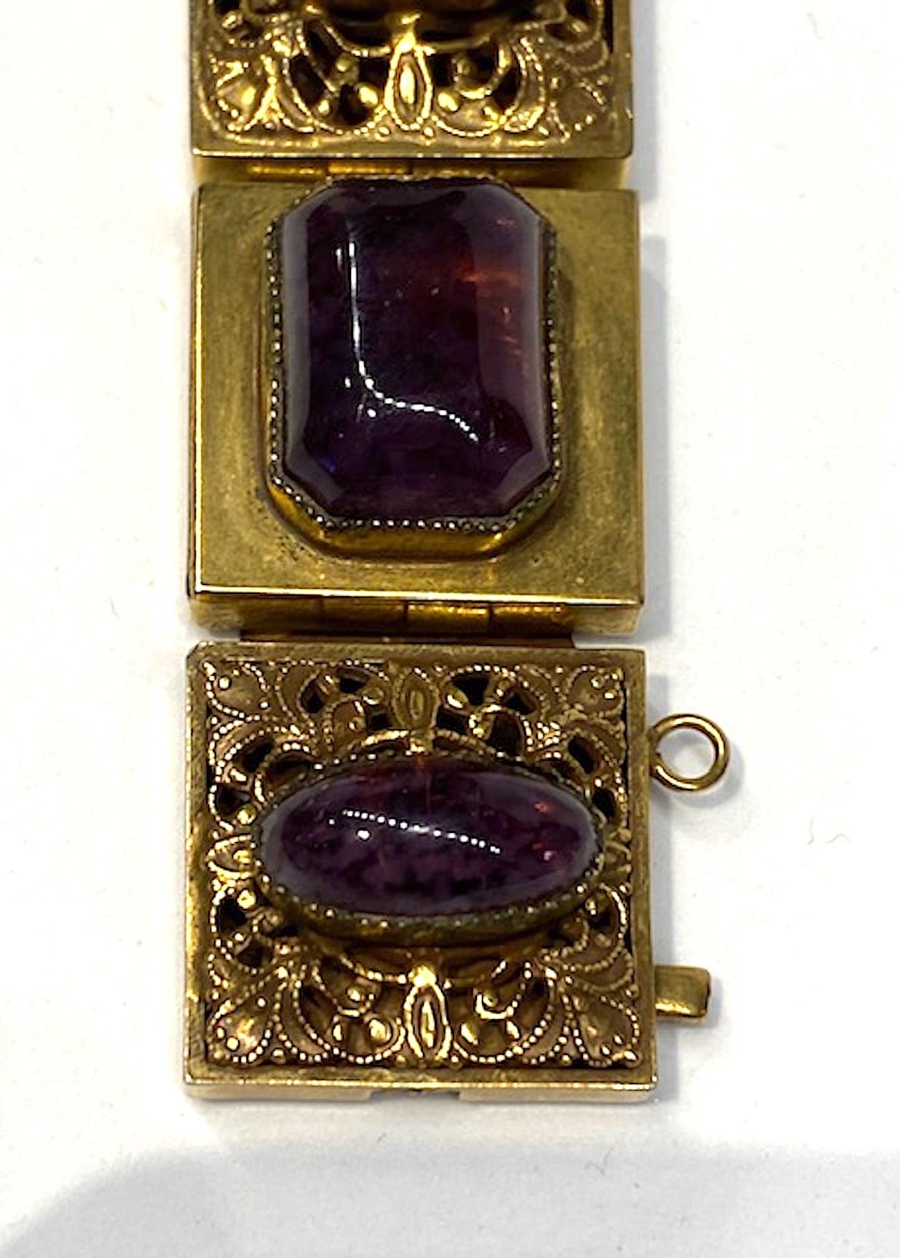 1940s Antique Gold with Purple Cabs Bracelet 1