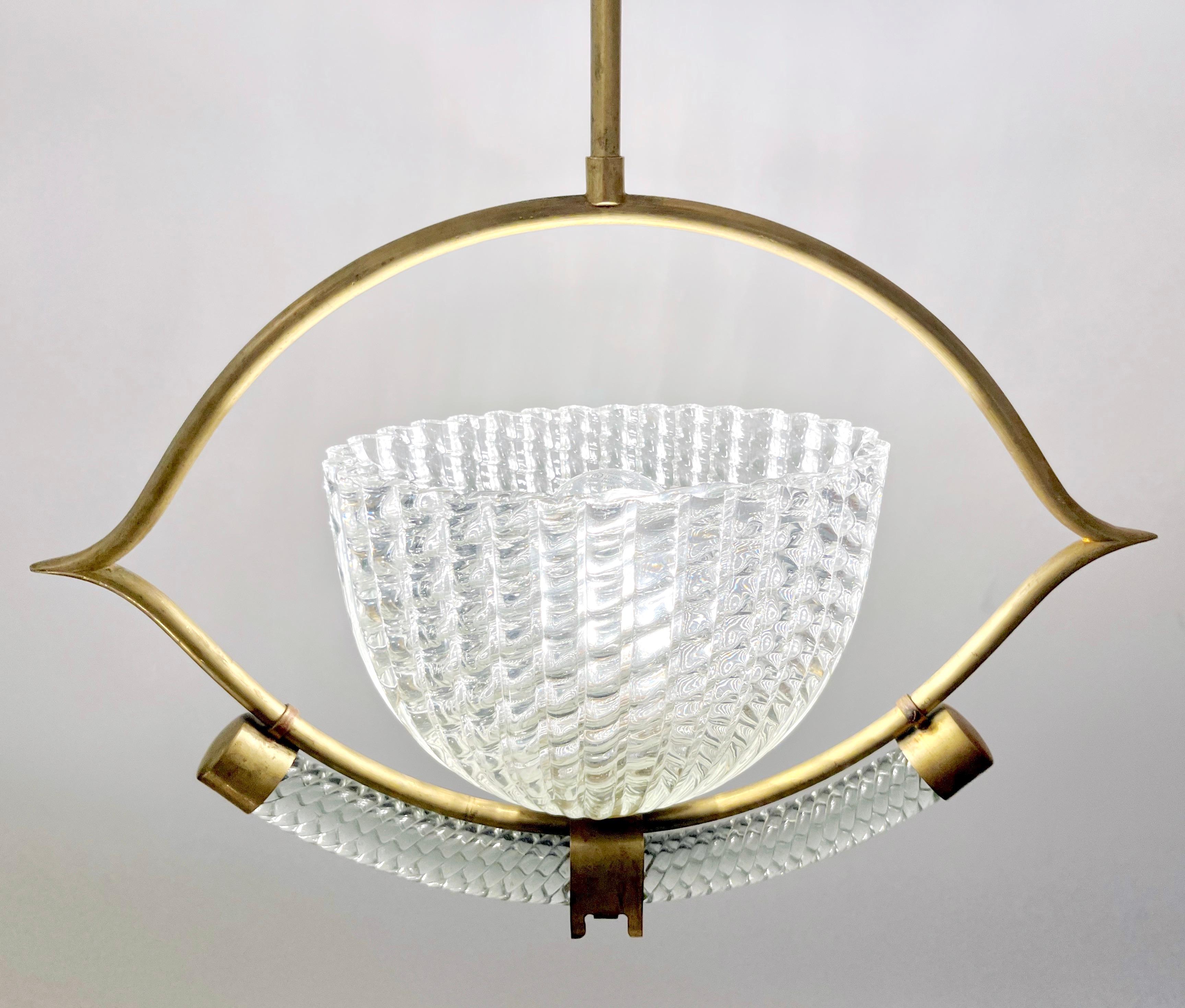 1940s, Antique Italian Art Deco Barovier Crystal Murano Glass Basket Chandelier 4