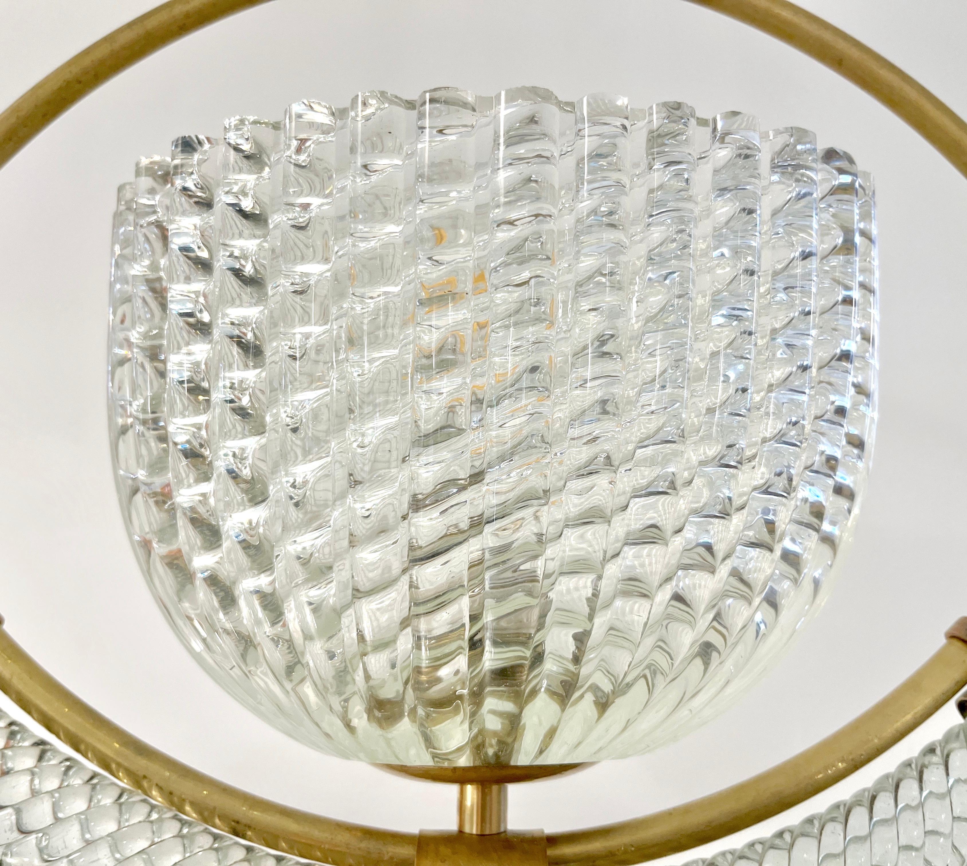 1940s, Antique Italian Art Deco Barovier Crystal Murano Glass Basket Chandelier 8