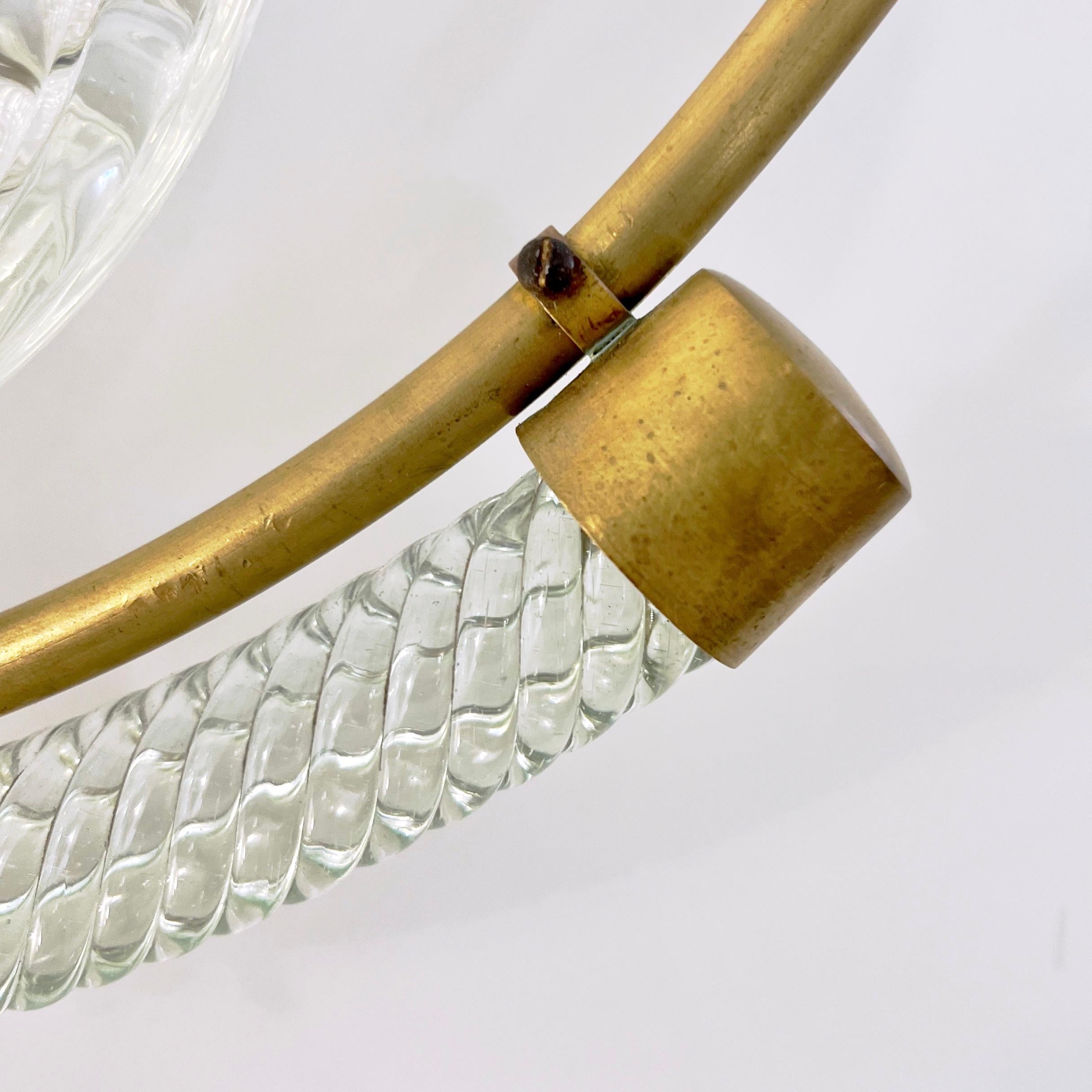 1940s, Antique Italian Art Deco Barovier Crystal Murano Glass Basket Chandelier 12