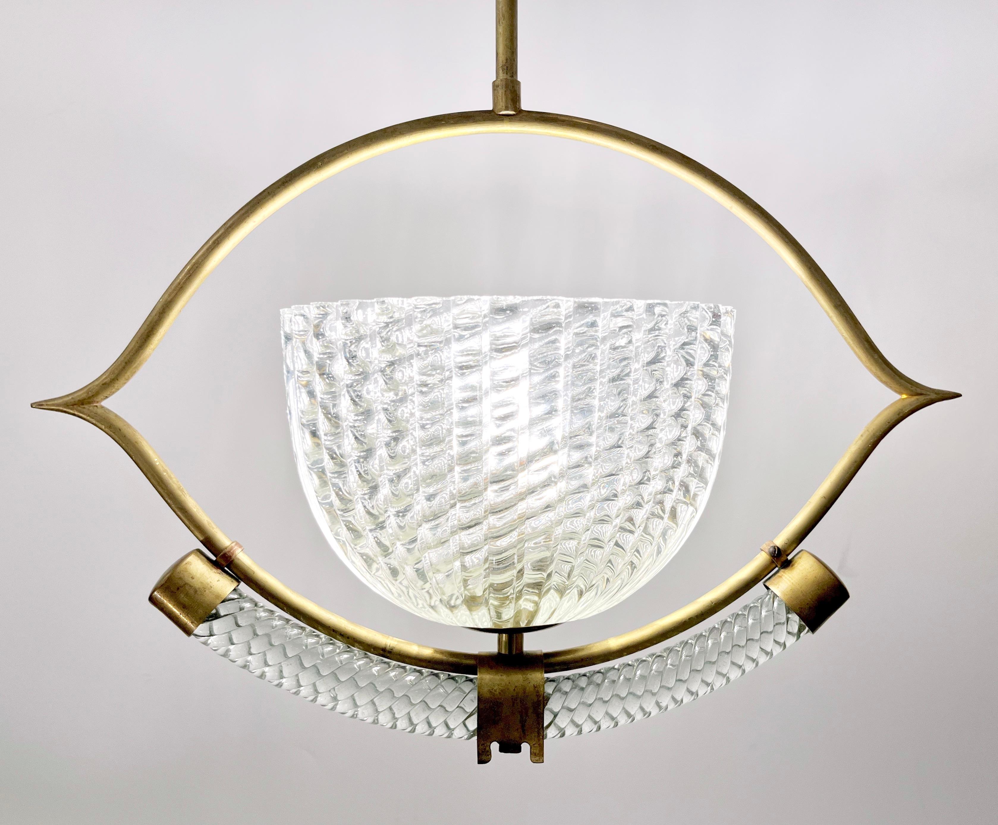 Hand-Crafted 1940s, Antique Italian Art Deco Barovier Crystal Murano Glass Basket Chandelier