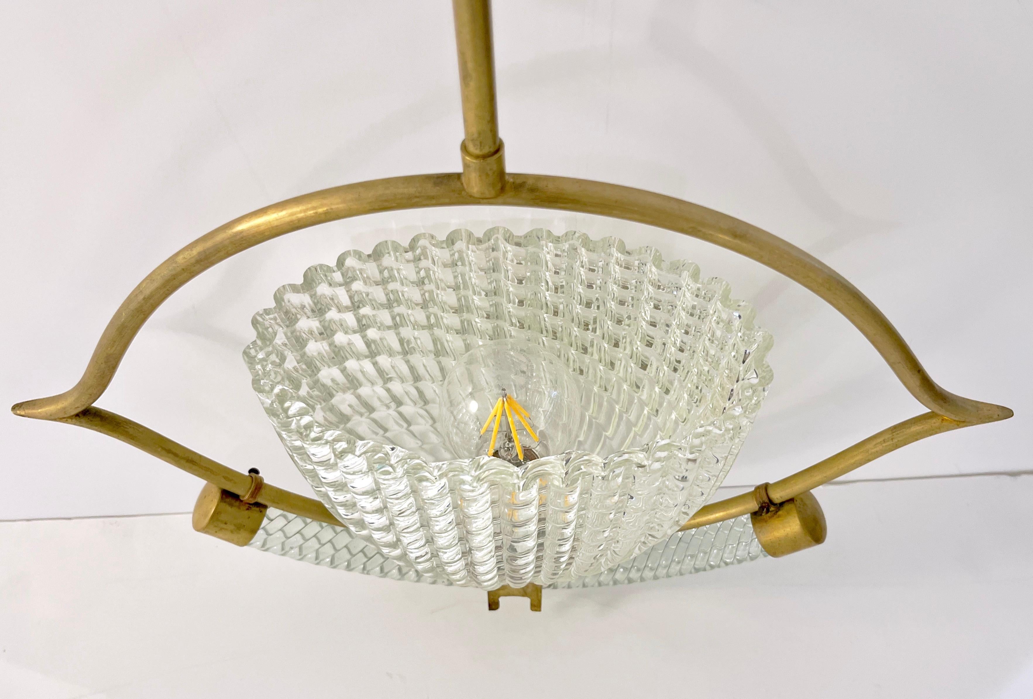 Art Glass 1940s, Antique Italian Art Deco Barovier Crystal Murano Glass Basket Chandelier