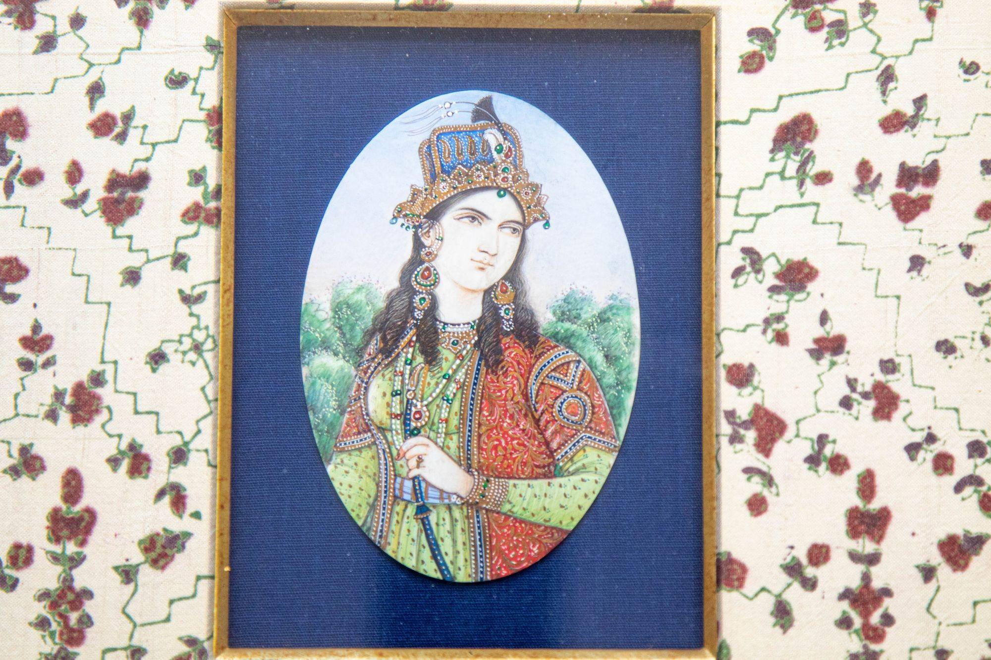 Indian 1940s Antique Mughal Miniature Paintings of Emperor Jahangir and Noor Jahan