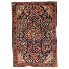 1940s Vintage Persian Hamadan Rug with Red & Gray Floral Patterns