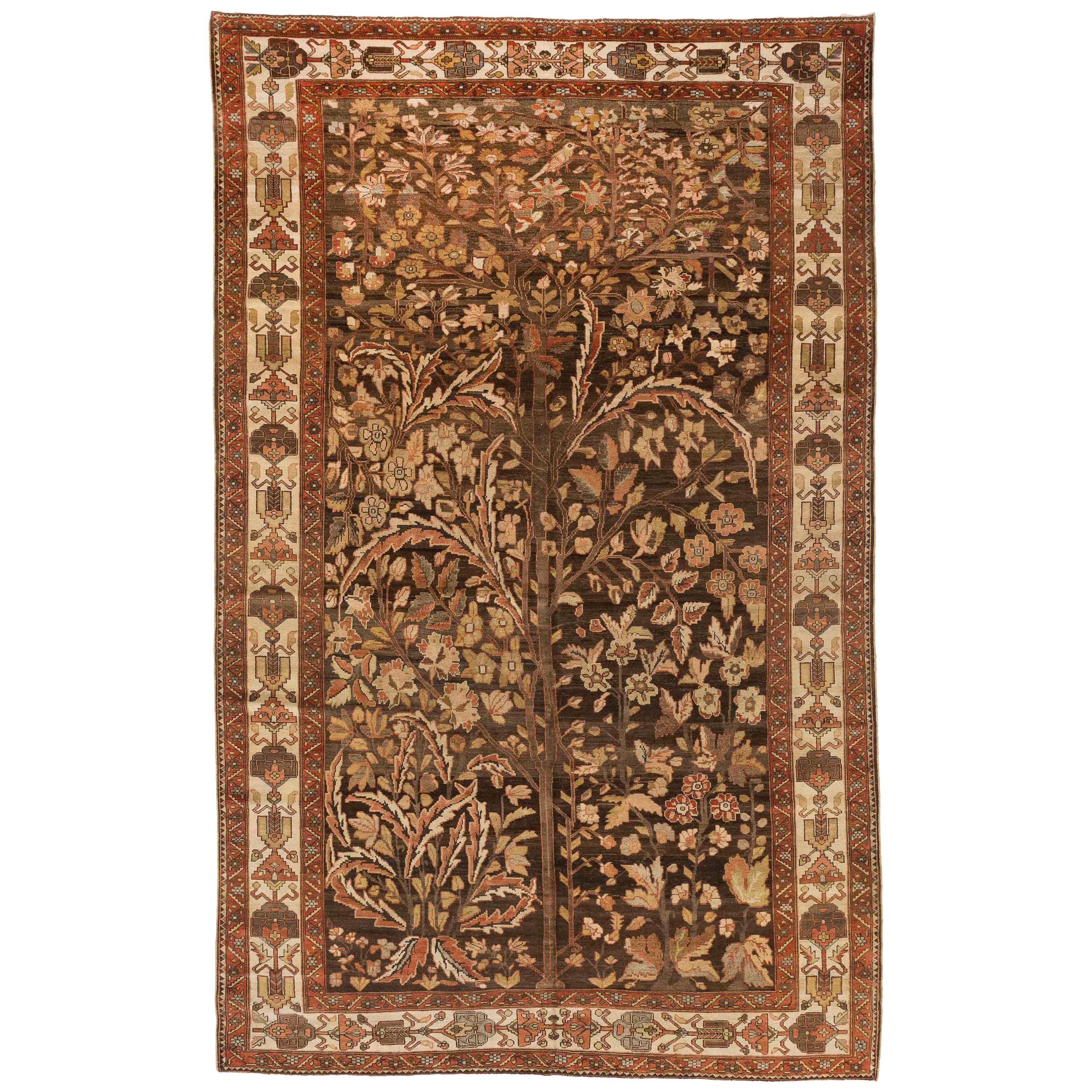 1940s Antique Persian Rug Bakhtiar Design with ‘Tree of Life’ Floral Patterns For Sale