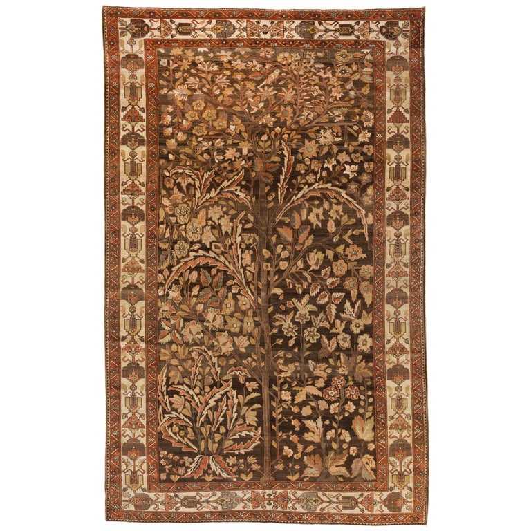 1940s Antique Persian Rug Bakhtiar Design with ‘Tree of Life’ Floral