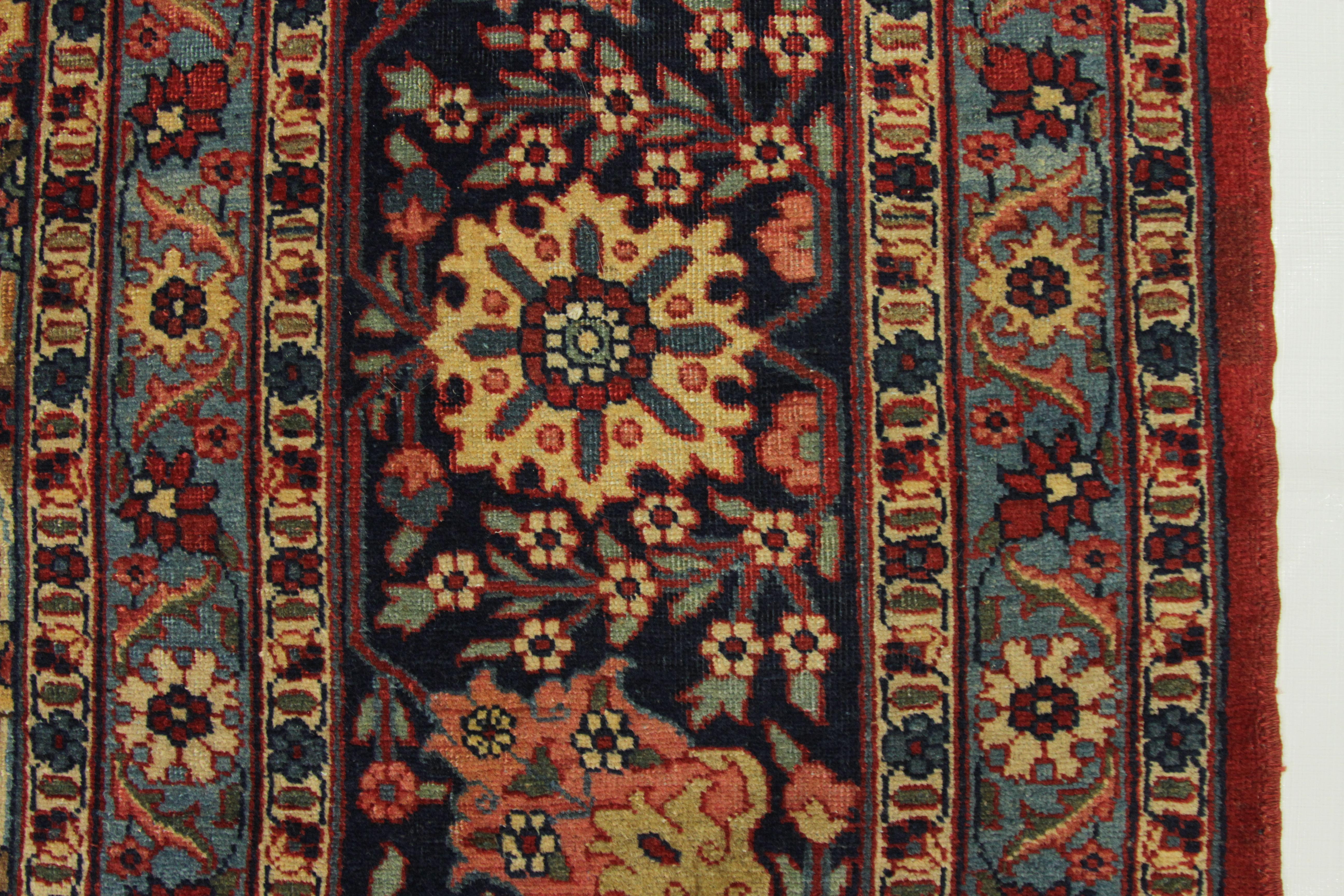 Wool 1940s Antique Persian Tabriz Rug with Jewel-Like ‘Herati’ Floral Patterns  For Sale