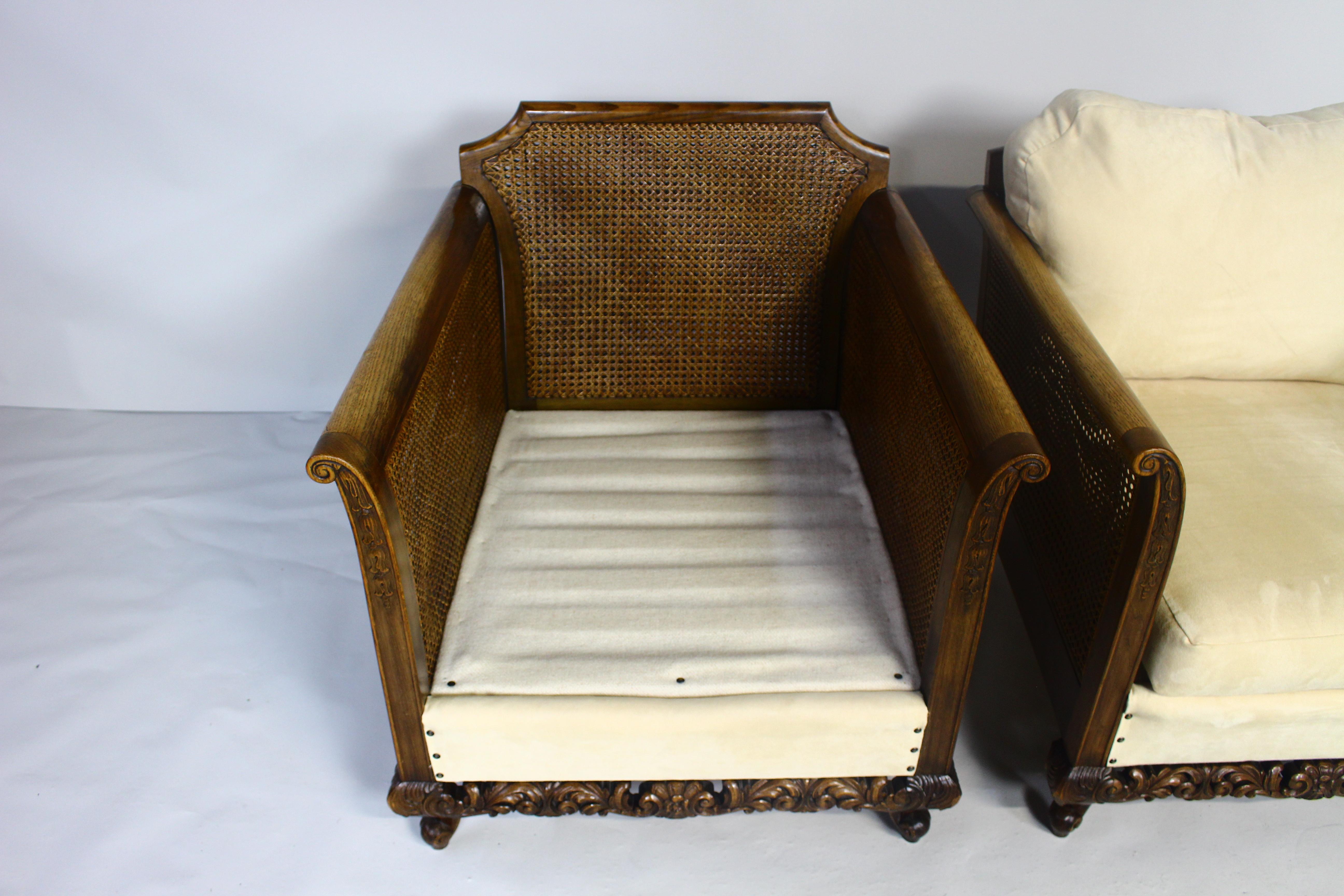 1940s Antique Rattan Armchairs Set of 2 For Sale 5