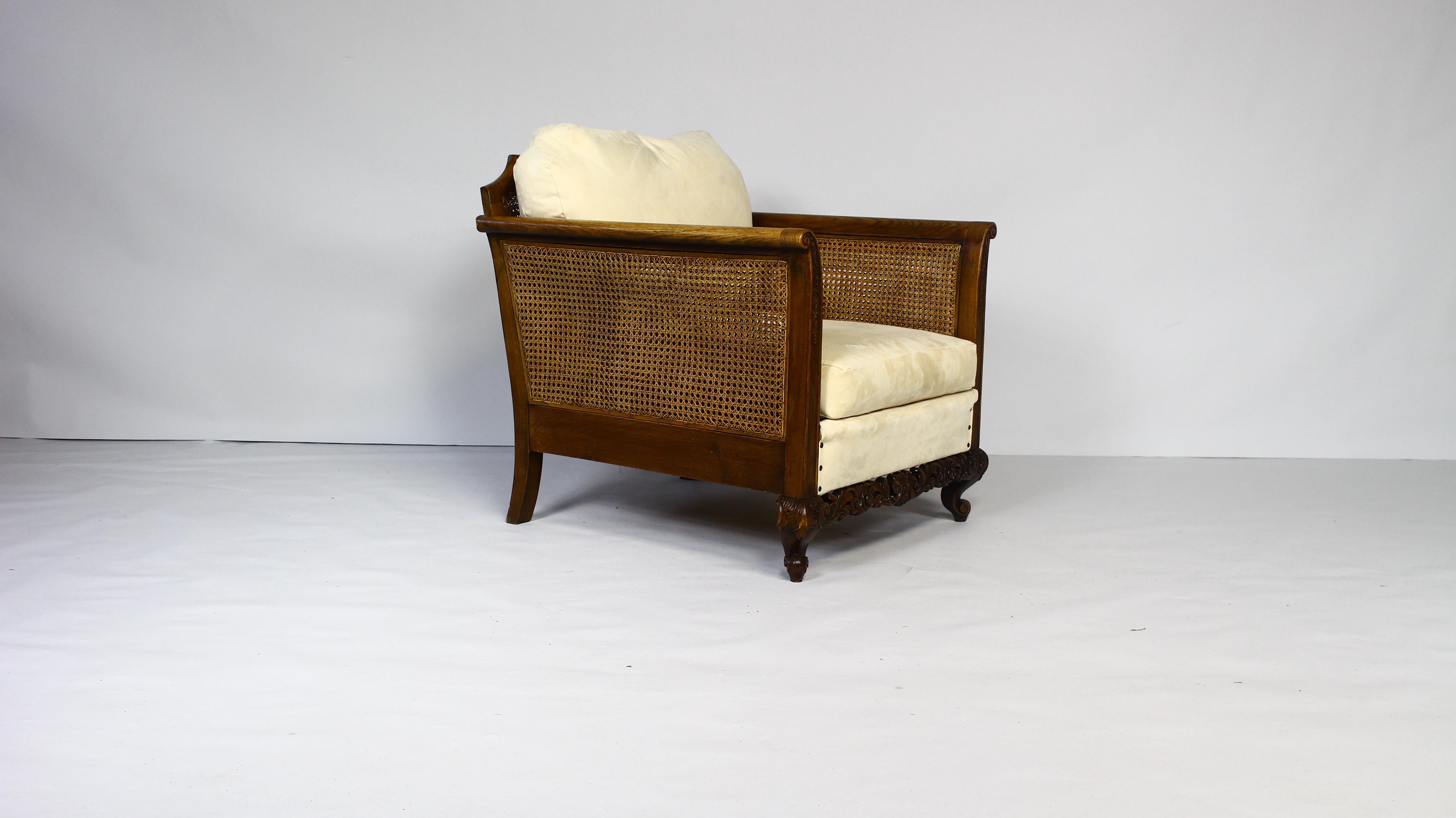 1940s Antique Rattan Armchairs Set of 2 For Sale 8