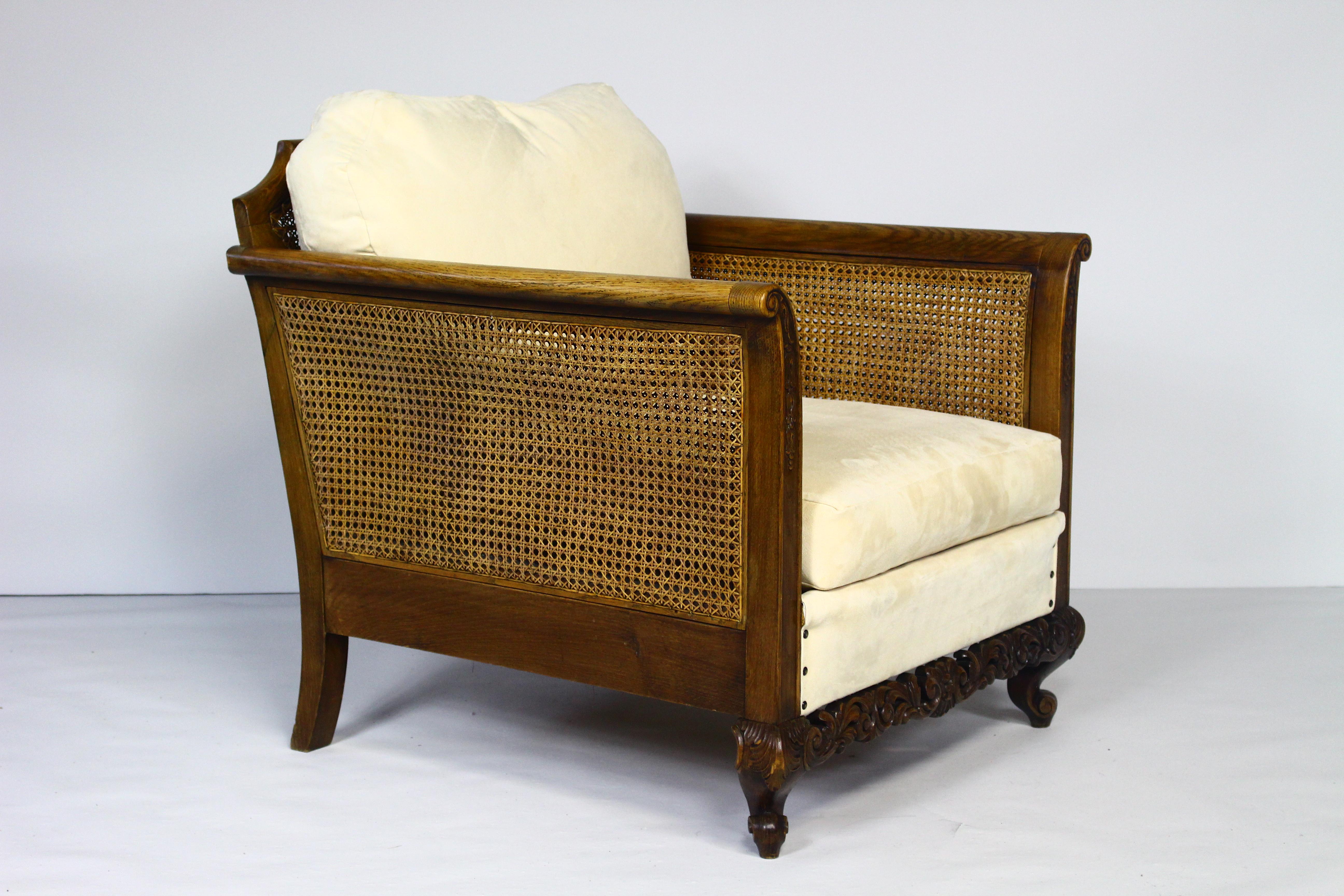 1940s Antique Rattan Armchairs Set of 2 For Sale 9