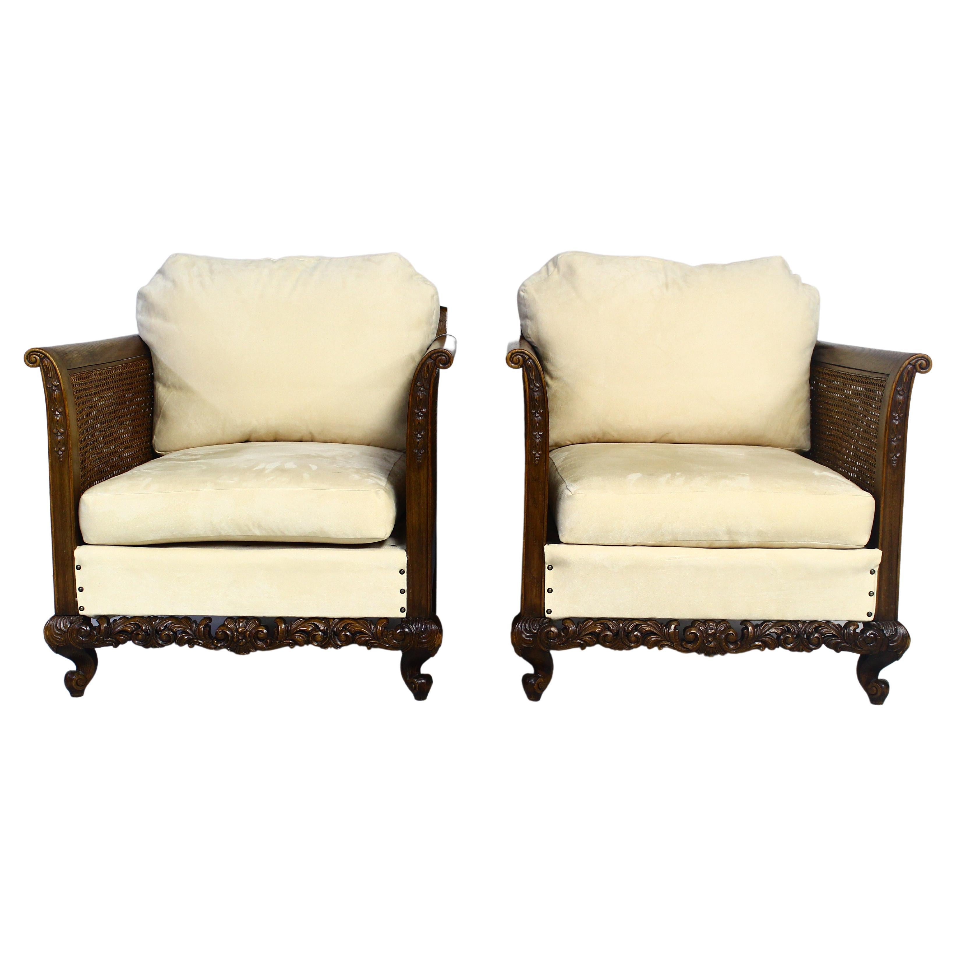 1940s Antique Rattan Armchairs Set of 2