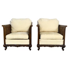 1940s Antique Rattan Armchairs Set of 2