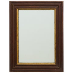 1940s Antique Reeded Oak Wall Mirror with Gilt Frame and Mercury Glass