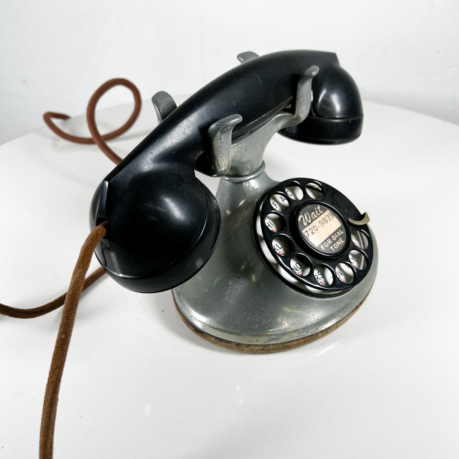 Art Deco 1940s Antique Silver Telephone Western Electric Bell System Rotary Dial