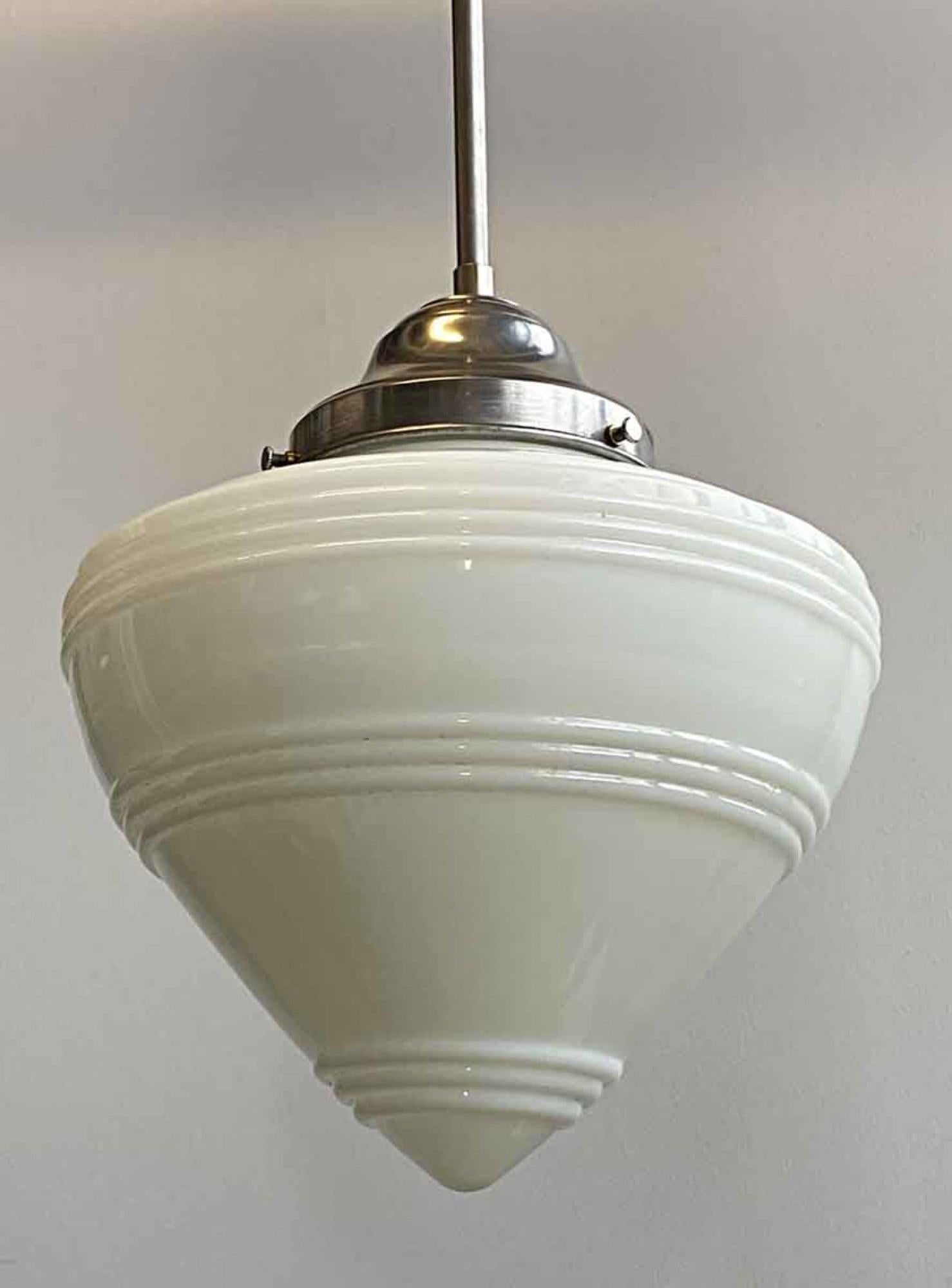 pendant light with white glass shade