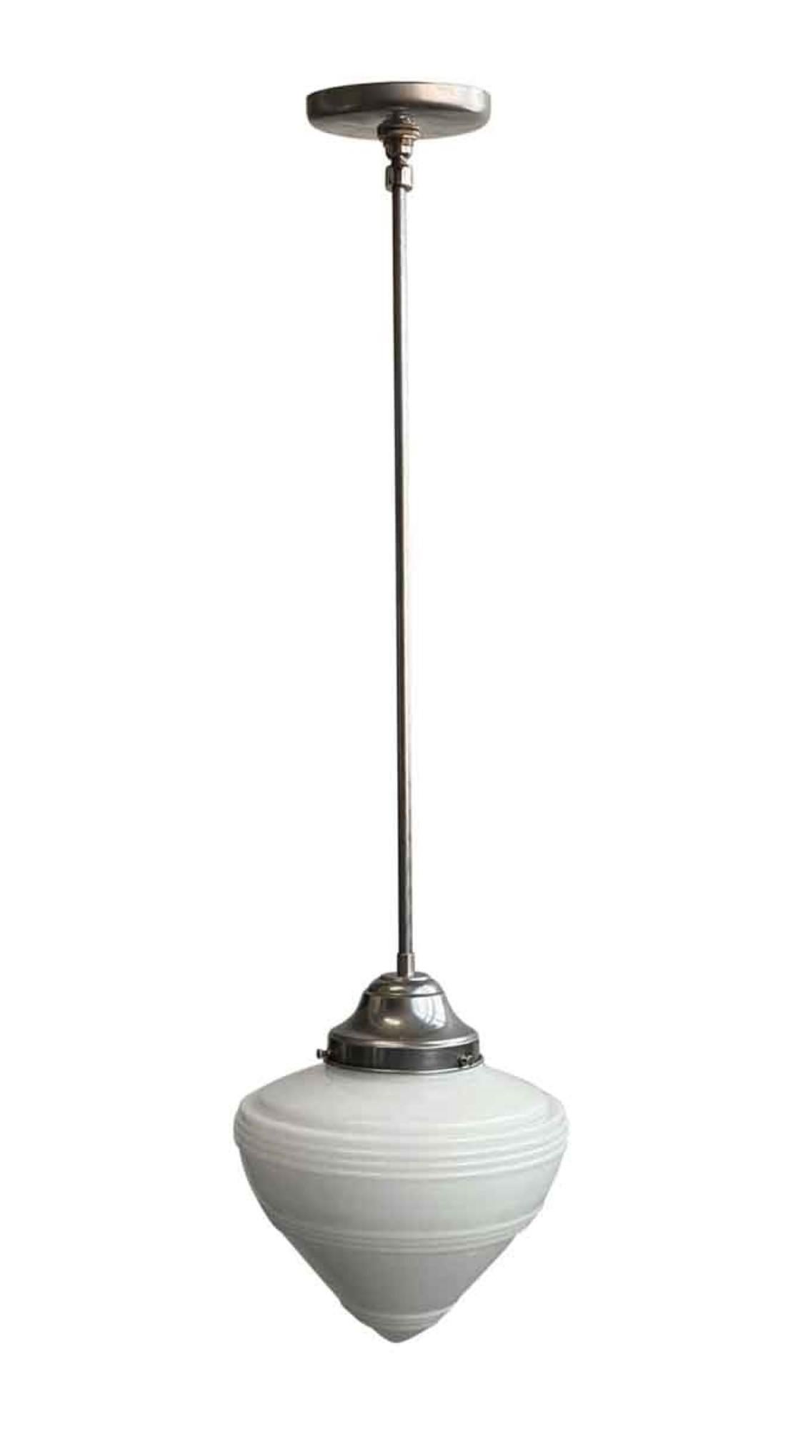 Industrial Huge White Milk Glass Shade School House Style Ceiling Light Lamp 