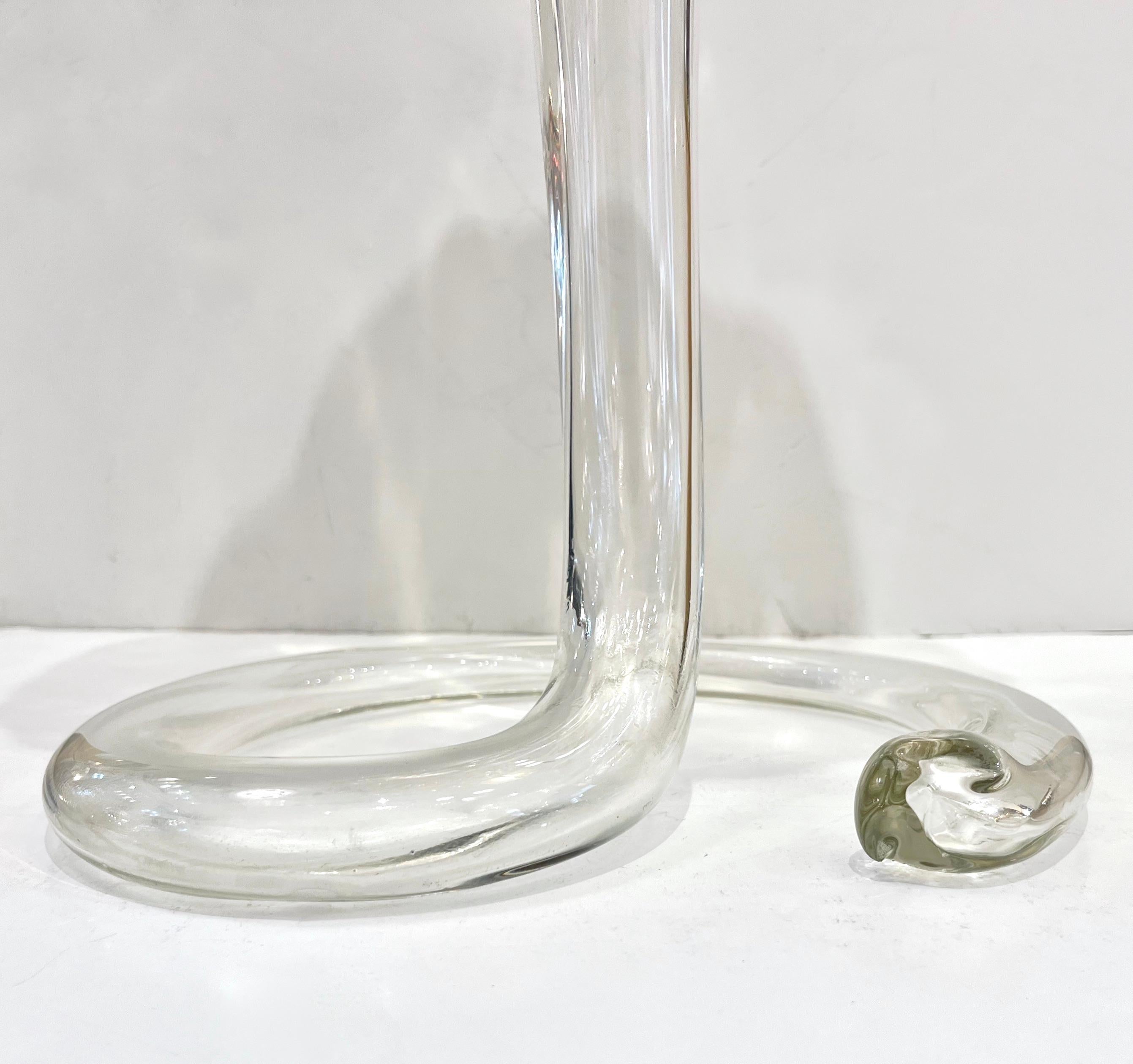 Mid-20th Century 1940s Antique Italian Art Deco Amber Gold Crystal Murano Glass Tall Lily Vase For Sale