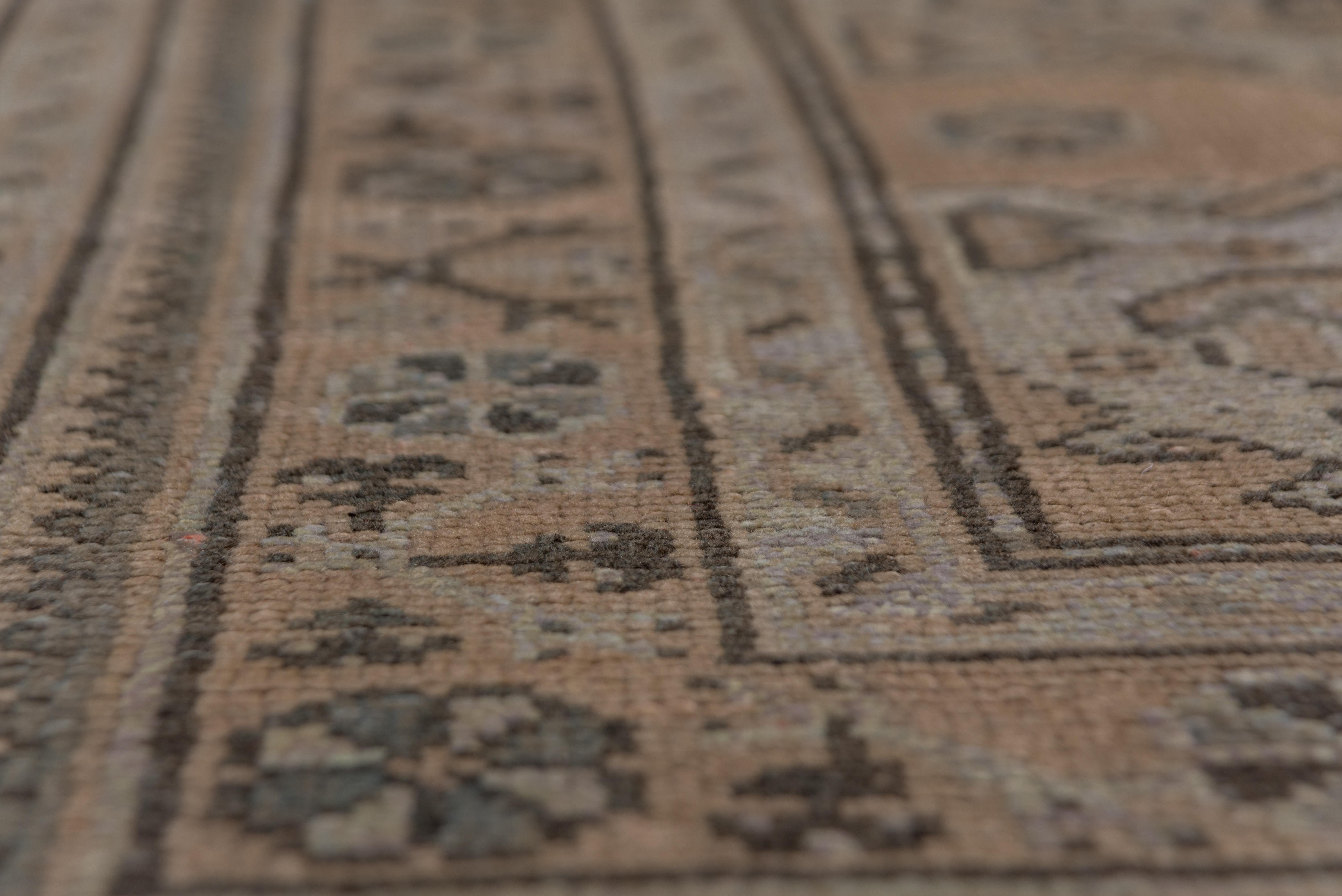 1940s Antique Turkish Oushak Carpet, Allover Beige Field & Light Blue Accents In Good Condition For Sale In New York, NY