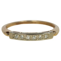 1940s Vintage Two-Tone Diamond Wedding Band in 14K Yellow & White Gold