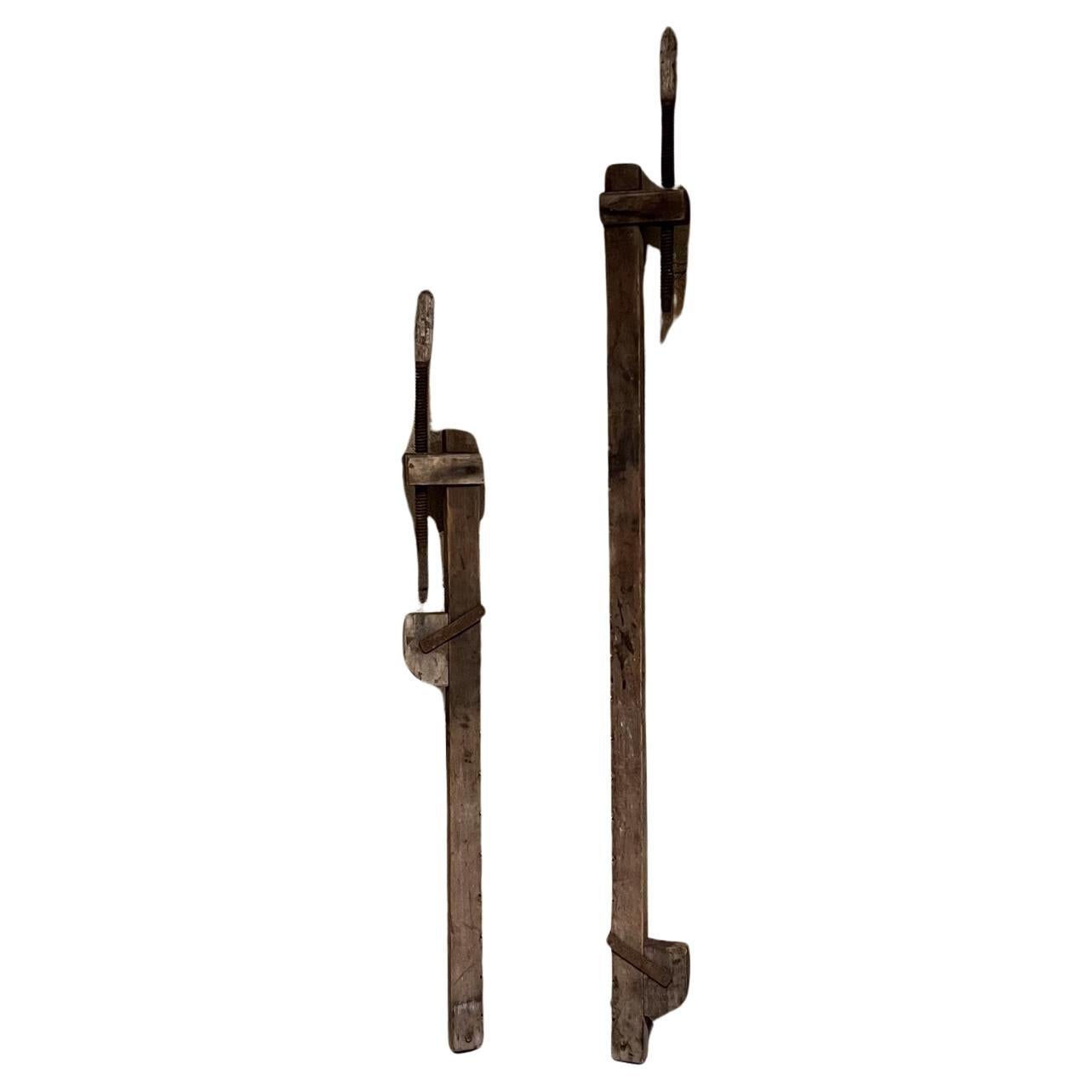 1940s Antique Wood Clamps Rustic Carpentry Tool