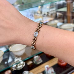 1940's Aquamarine Panther Link Bracelet 18k Rose Gold