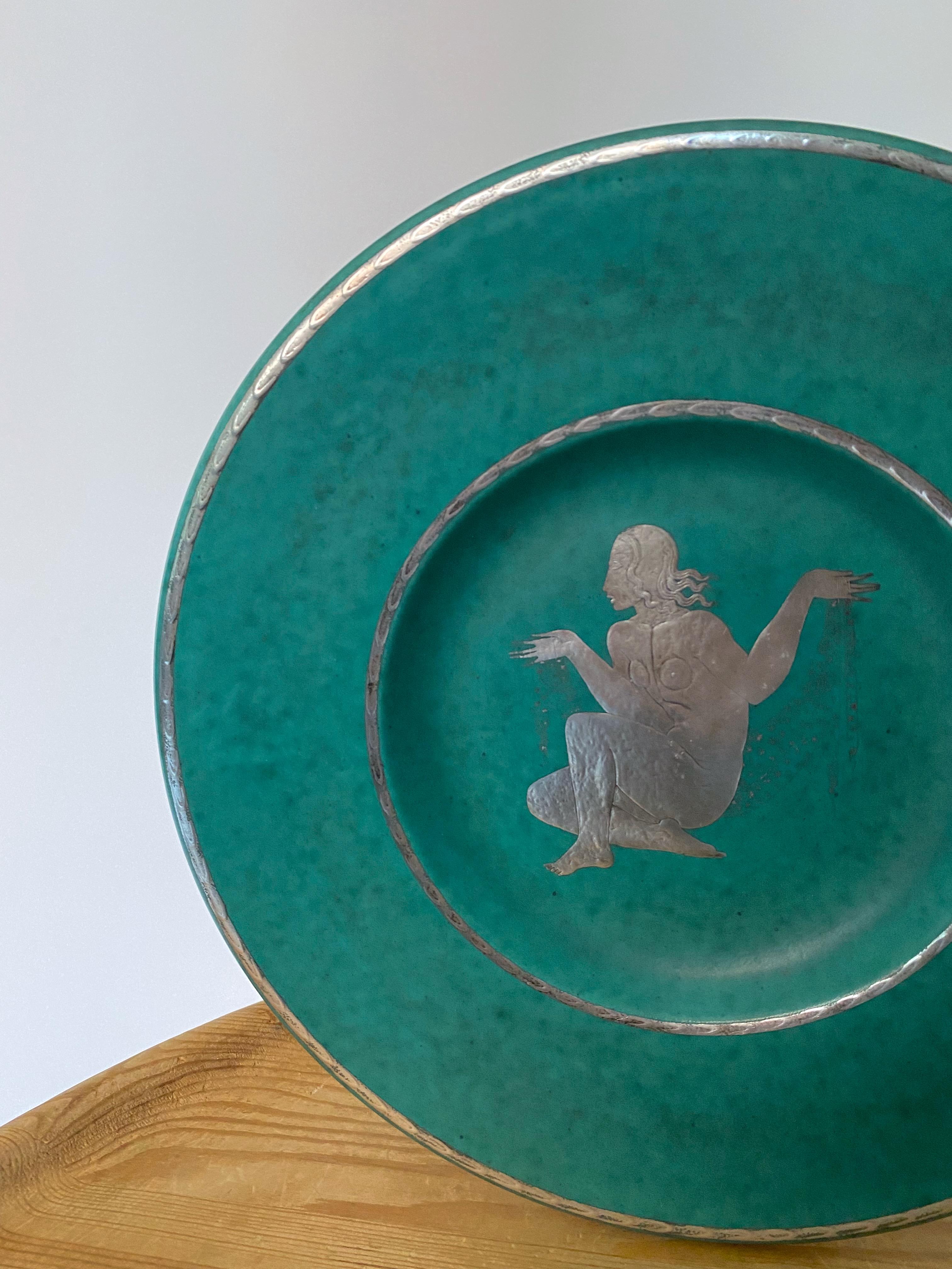 Scandinave moderne Assiette en grès Argenta des années 1940 par Wilhelm Kåge en vente