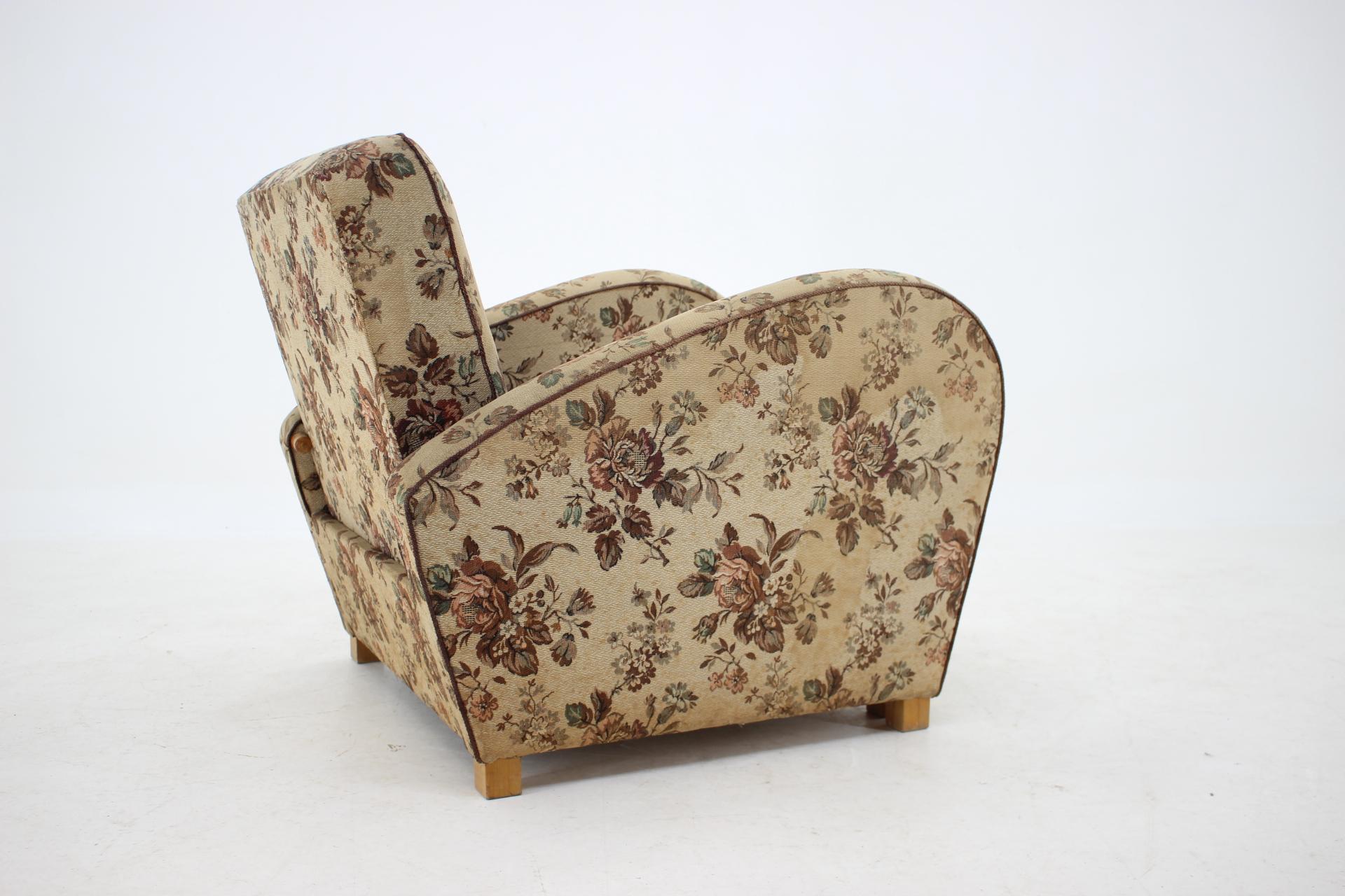Fabric 1940s Armchair Convertible into Bed, Czechoslovakia