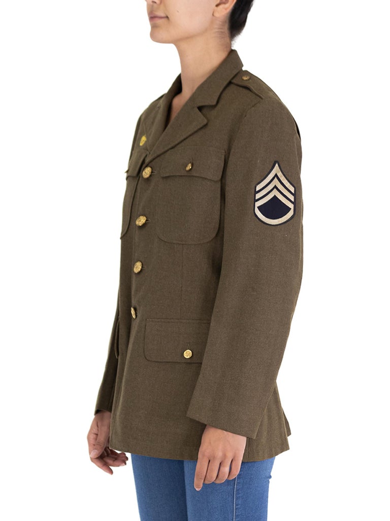 1940S Army Green Wool Authentic WWII Military Jacket For Sale at 1stDibs