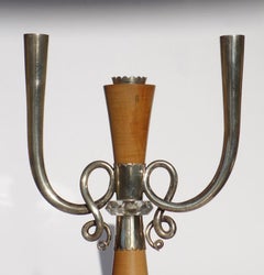 1940s Arrigo Finzi for Metargent Italian Design Silver Metal Candleholder