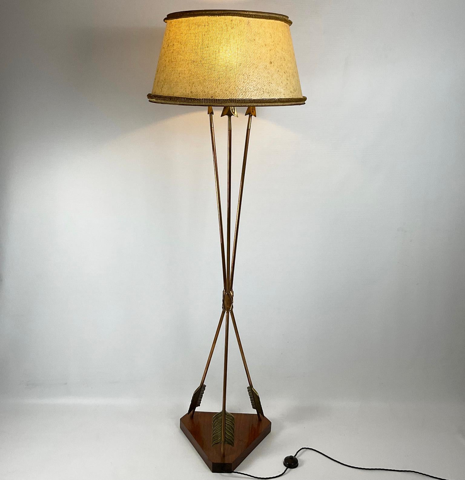 Mid-20th Century 1940s Arrows Floor Lamp Attributed to André Arbus For Sale