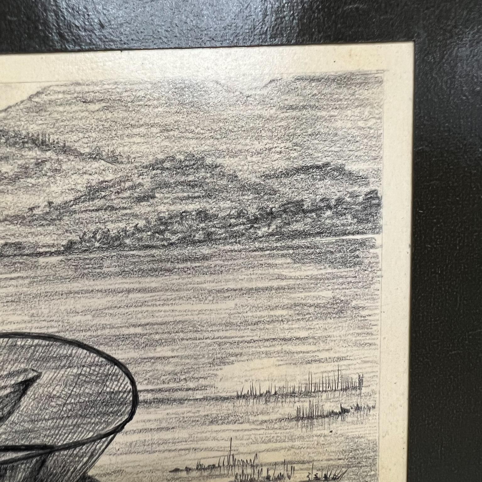 Original-Bleistift auf Papier, Fischer-Kunstwerk von Alfredo Zalce, Mexiko, 1940er Jahre im Zustand „Gut“ im Angebot in Chula Vista, CA