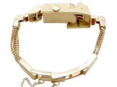 1940s Art Deco 1.12 Carat Ruby and 1.01 Carat Diamond Yellow Gold Watch